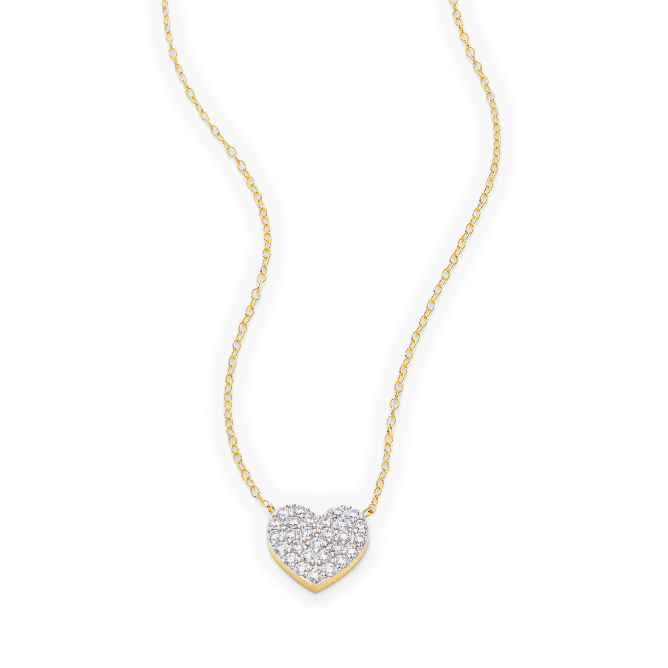 Pave Lab-Created Diamond Heart Necklace in 14K Yellow Gold | Monte Luna