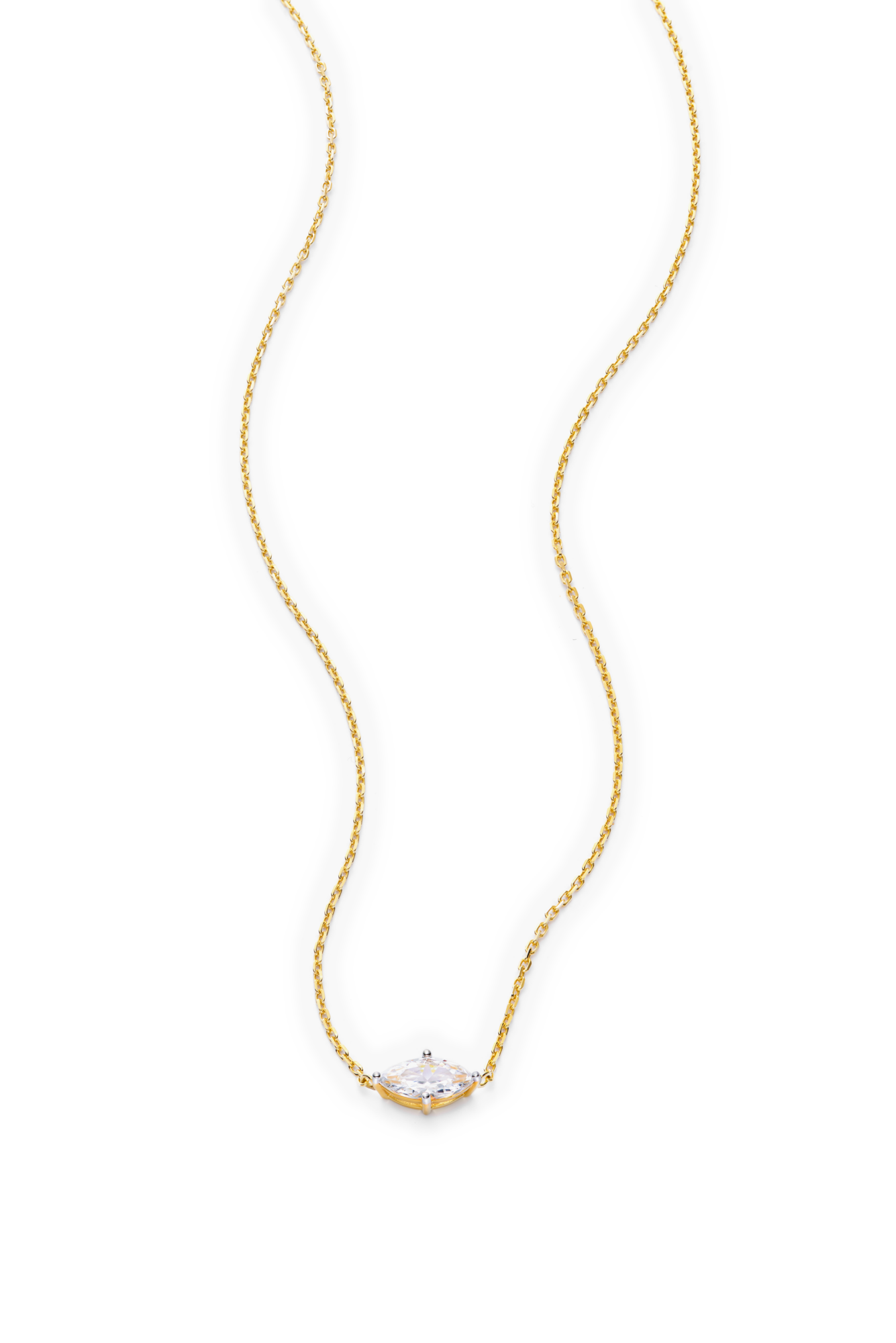 Marquise-Cut Lab-Created Diamond Solitaire Necklace in 14K Yellow Gold | Monte Luna