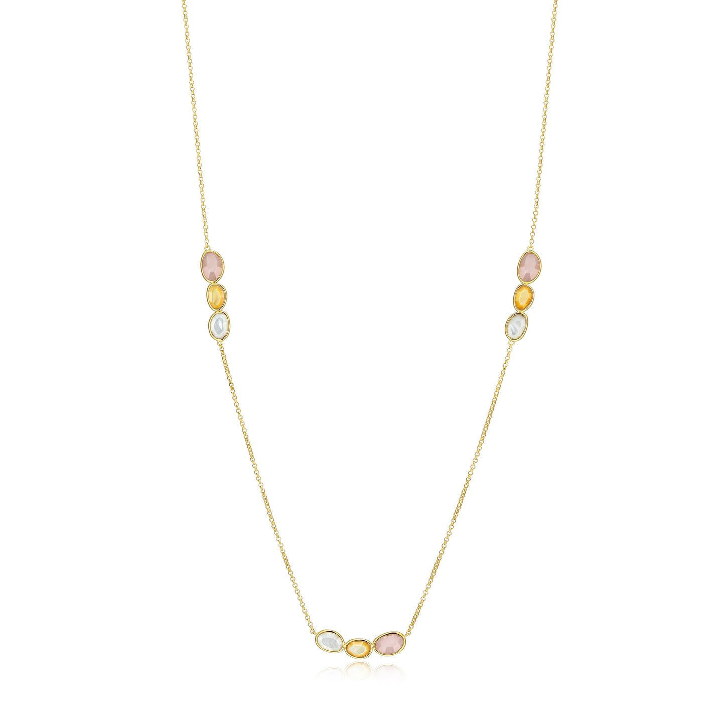LN0242 - Reviere Station White and Yellow Mother-of-Pearl & Rose Quartz Necklace | elle