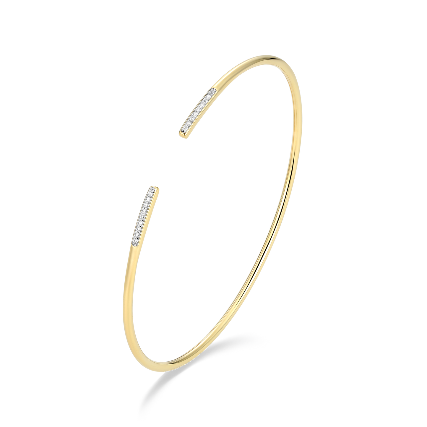 Pave Minimalist Lab-Created Diamond Flex Cuff Bracelet in 14K Gold & Rhodium-Plated Sterling Silver | M by Monte Luna