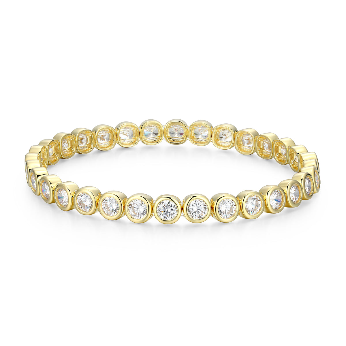 RB0195YS - 6.5 Inch Bezel Set Stretch Bracelet | reign