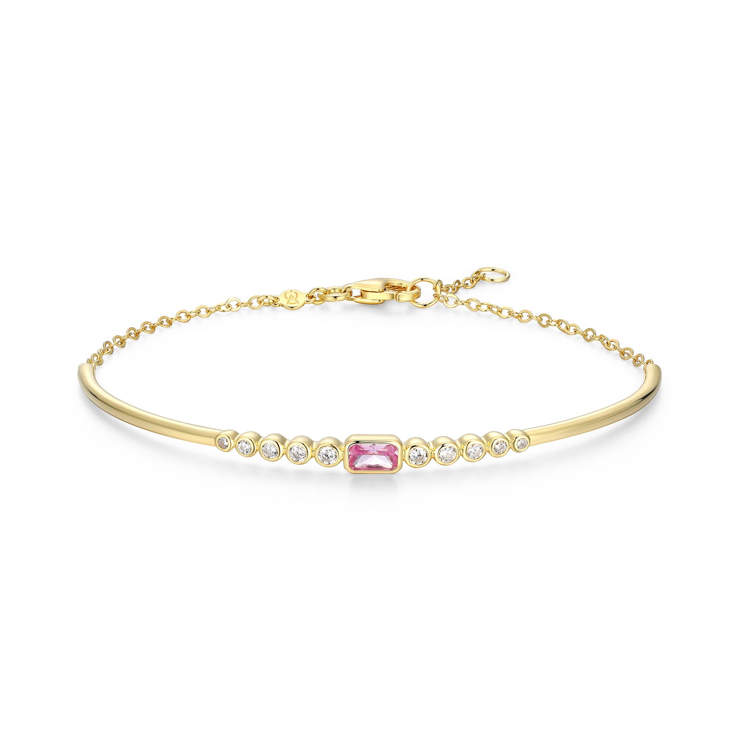 BB0253Y - Lab-Created Pink Sapphire & Lab-Created Diamond Cuff Bracelet | m by monte luna