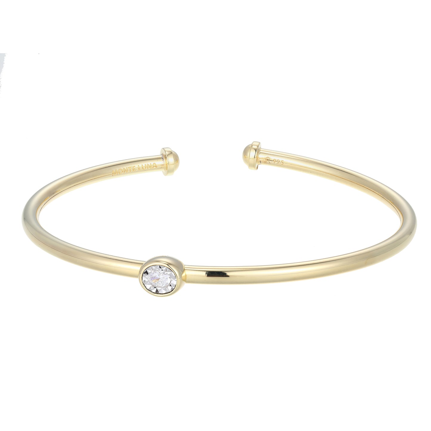 BB0259Y - Asymmetrical Bezel-Set Lab-Created Diamond Flex Cuff | m by monte luna