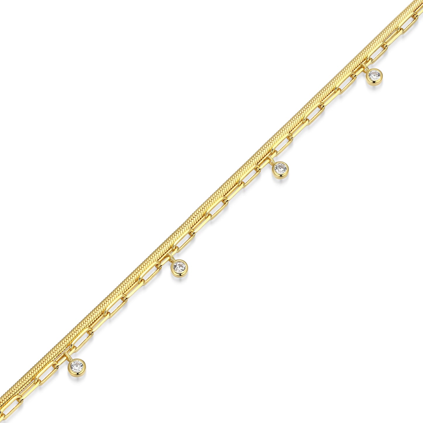 BB0306Y - Dangling Station Double Chain Bracelet | m by monte luna