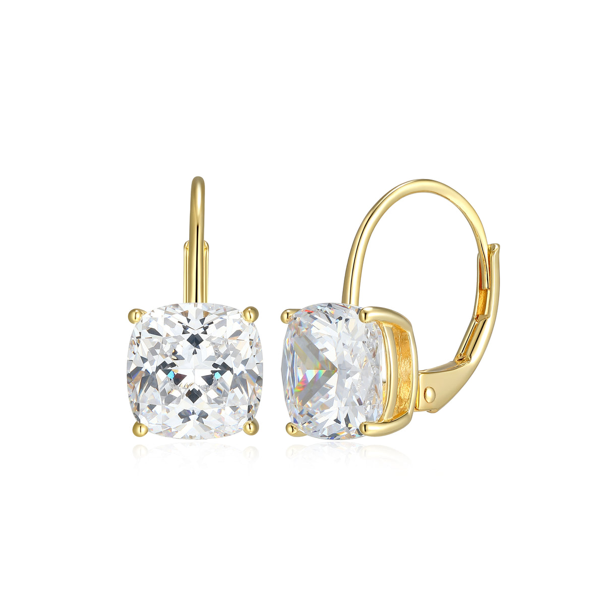 RE0185Y - Cushion-Cut CZ Leverback Earrings | reign