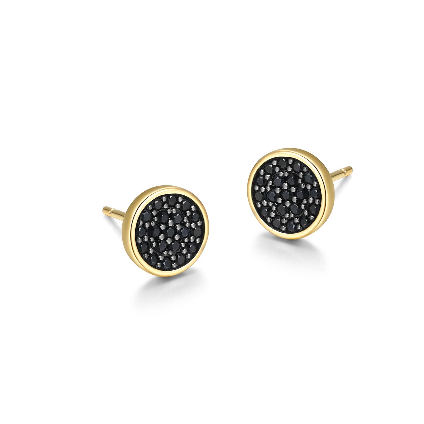 Black Ice Yellow Gold Plated Gunmetal Earrings with Black Sapphire - UE0008 | ethos