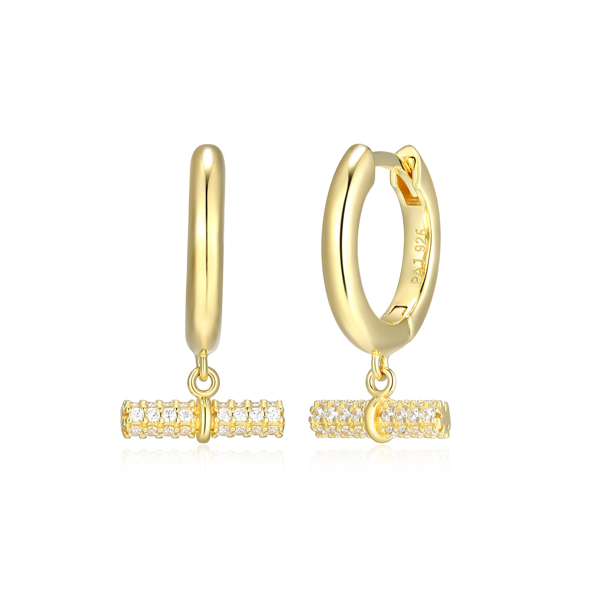 RE0192 - Gold Bar Charm Huggie Earrings | reign