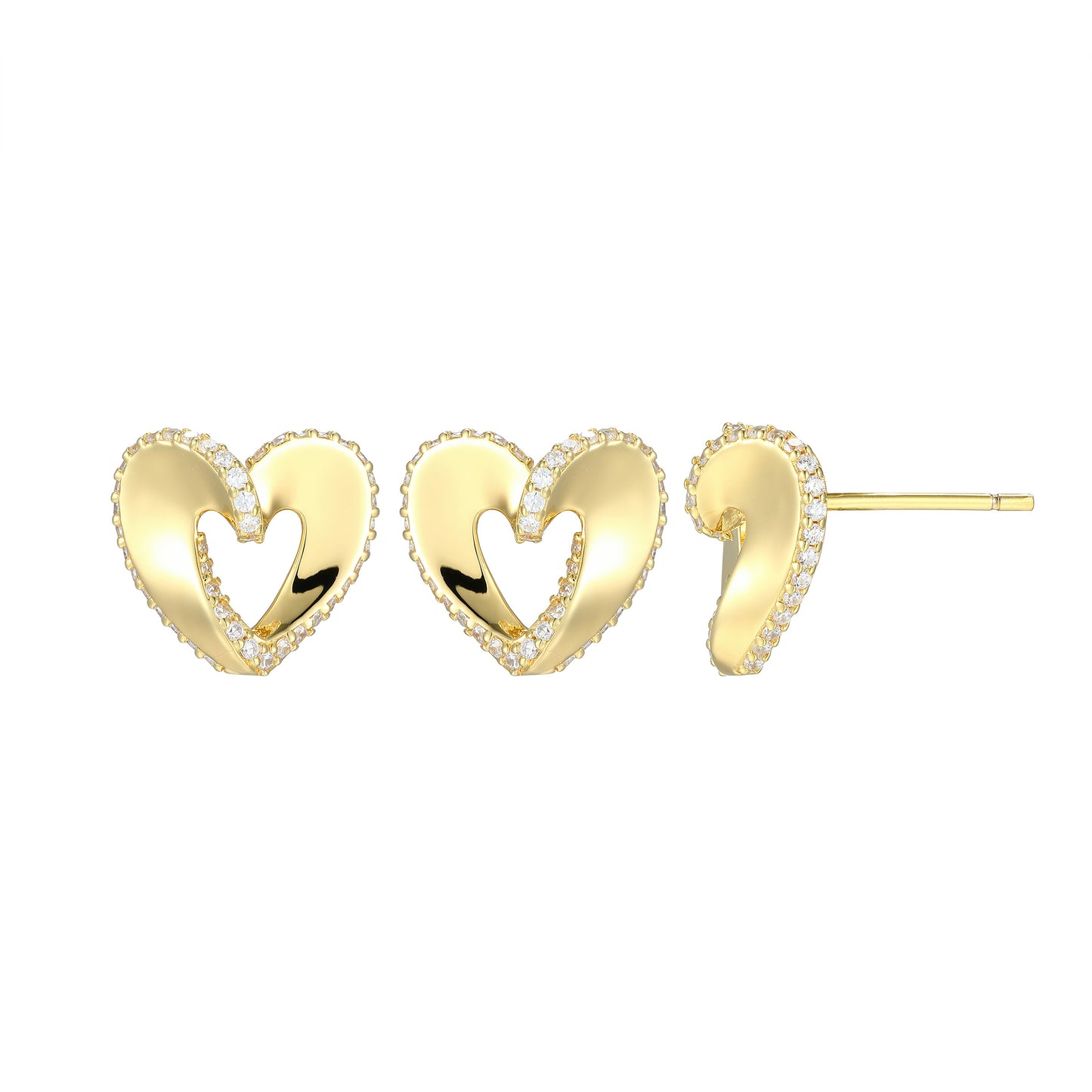 LE0251 - Ribbon Heart Stud Earrings | elle