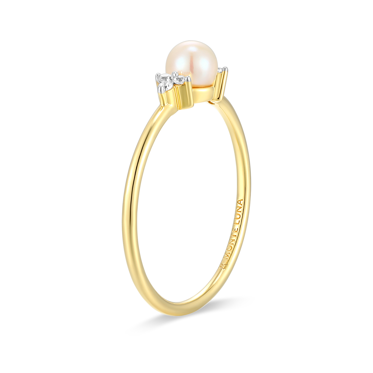 Genuine Pearl & Lab-Created Diamond Cluster Ring in 14K Gold & Rhodium-Plated Sterling Silver | M by Monte Luna