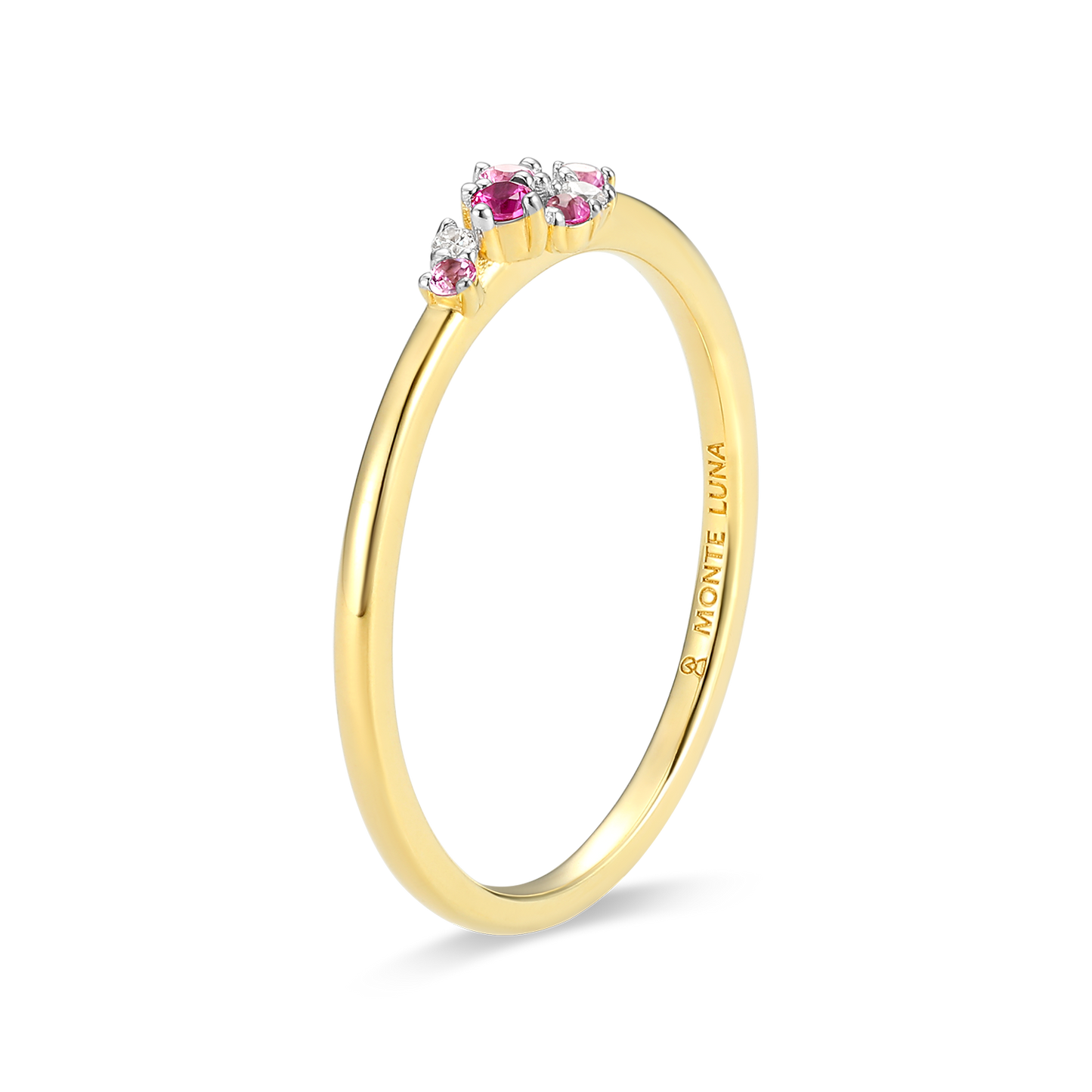 Scattered Ombre Lab-Created Ruby & Diamond Ring in 14K Gold & Rhodium-Plated Sterling Silver | M by Monte Luna