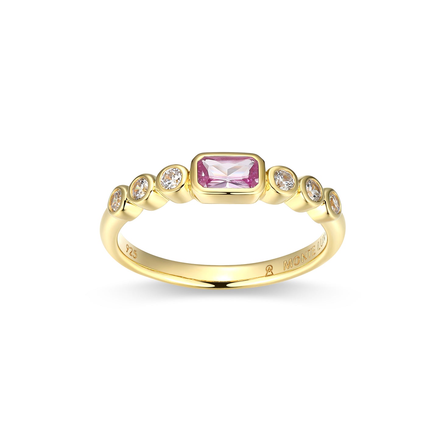 BR0253Y - Lab-Created Pink Sapphire & Lab-Created Diamond Ring | m by monte luna
