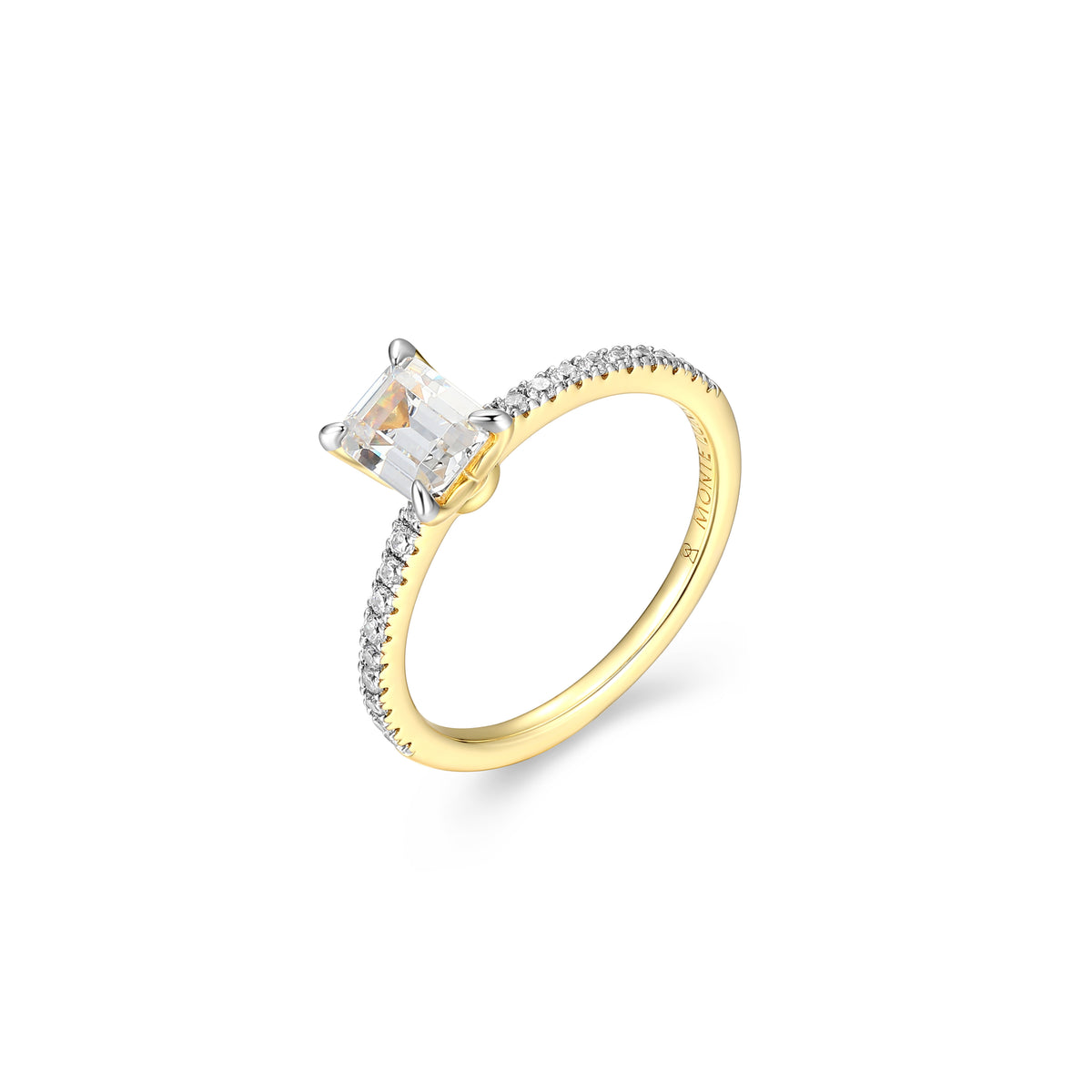 MR0142Y6 - Emerald Solitaire Pavé Ring | Monte Luna