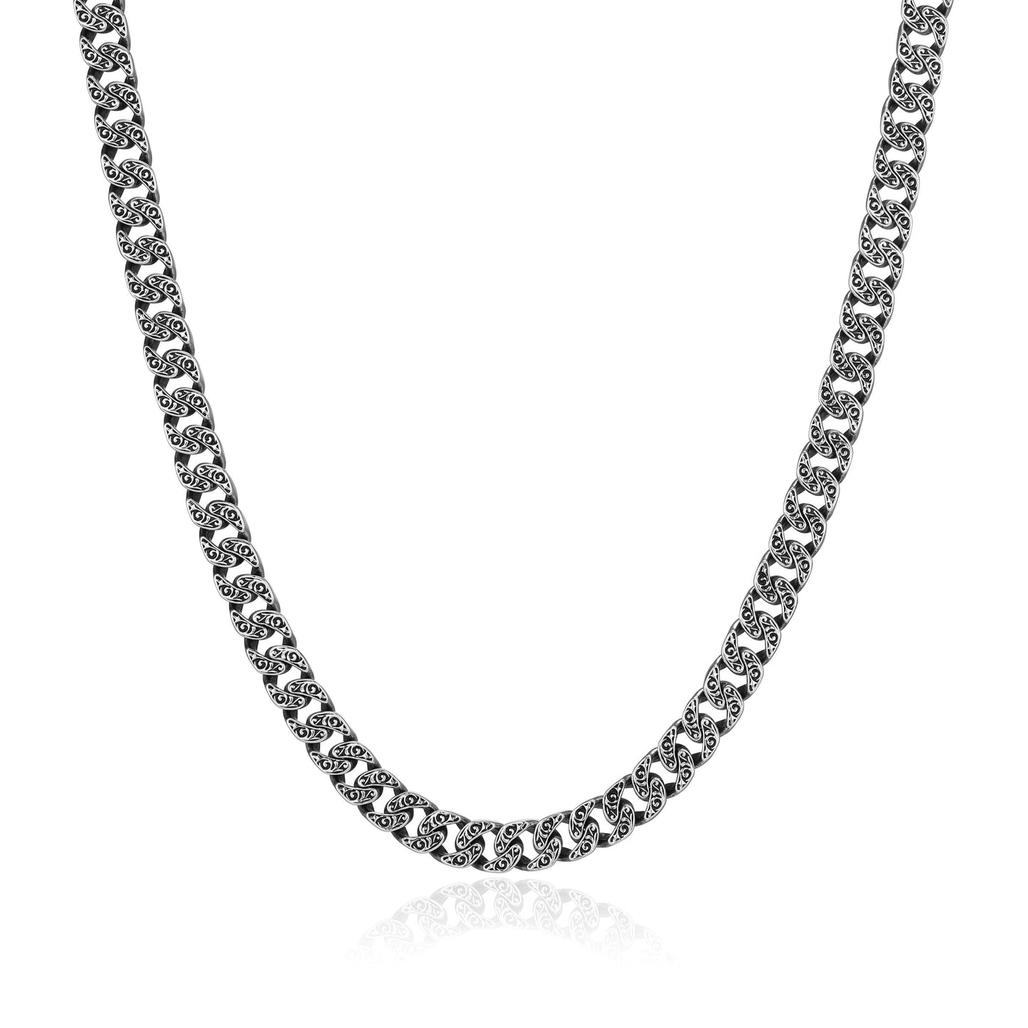 Chisel Classic Cuban Link Chain Necklace in Oxidized Rhodium-Plated Sterling Silver | ethos