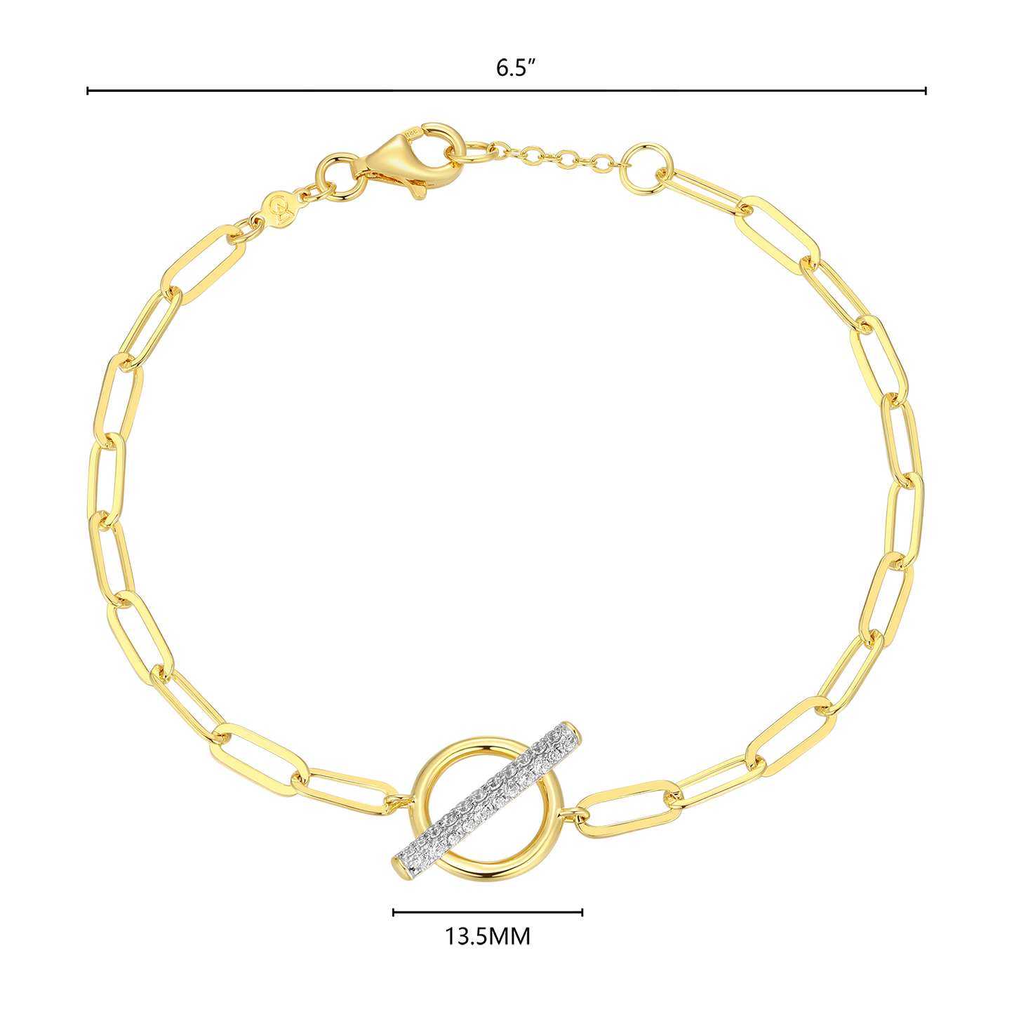 Lab-Created Diamond Toggle-Look Paperclip Bracelet in 14K Yellow Gold-Plated Sterling Silver | M by Monte Luna
