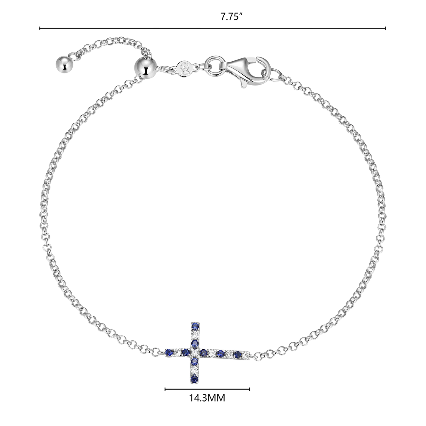 Cross Lab-Created Sapphire & Diamond Bolo Bracelet in Rhodium-Plated Sterling Silver | M by Monte Luna