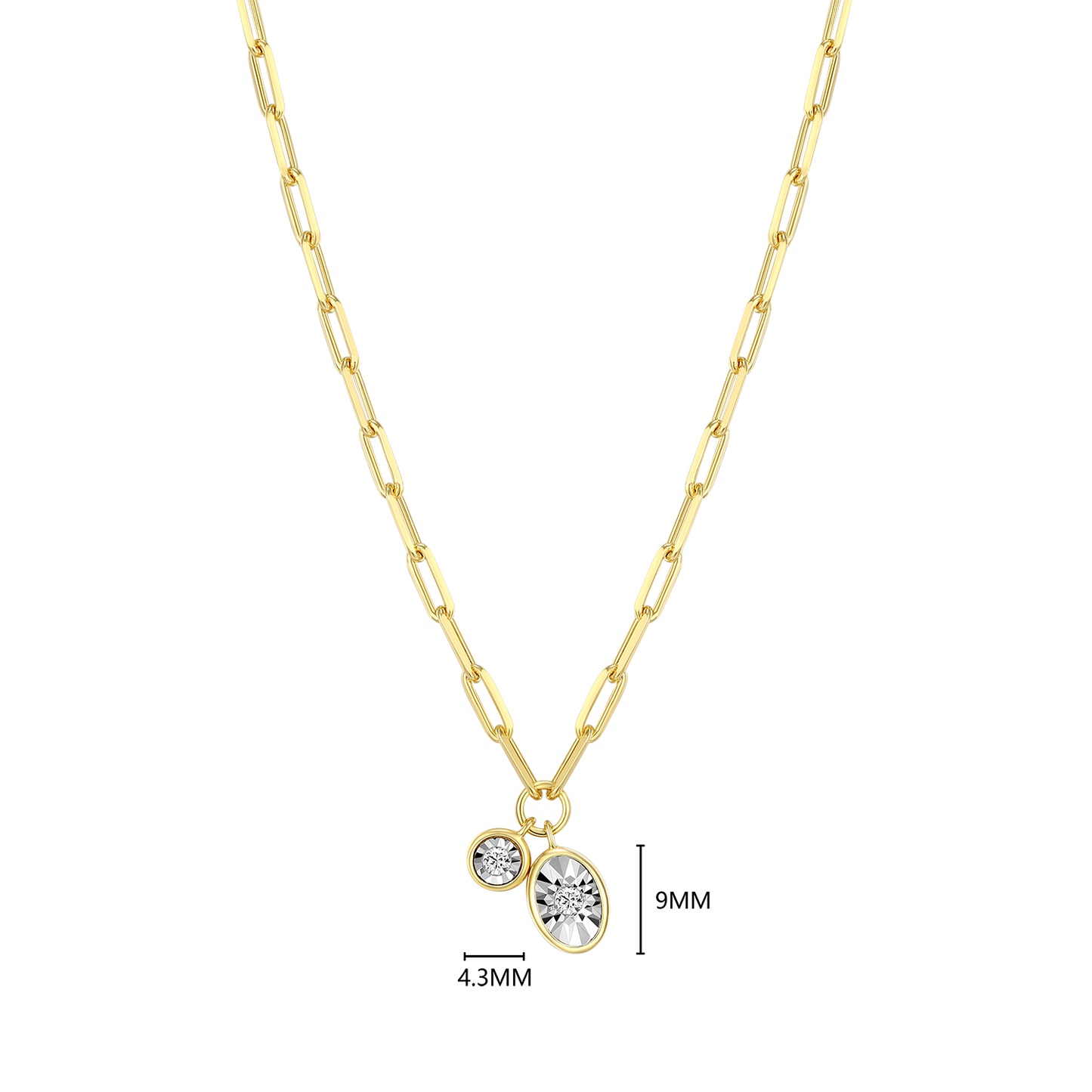 April Birthstone Lab-Created Diamond Mini Paperclip Necklace in 14K Yellow Gold-Plated Sterling Silver | M by Monte Luna