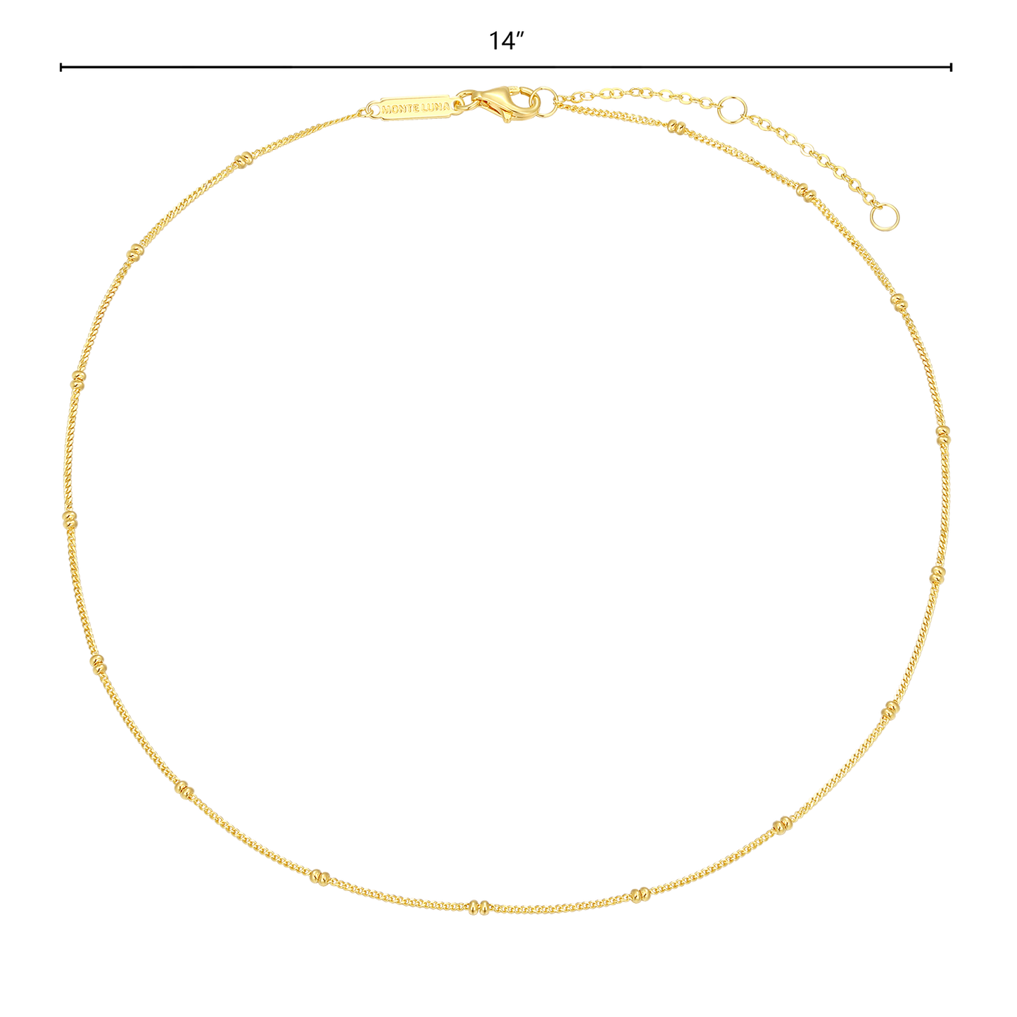14+2" Beaded Chain in 14K Yellow Gold-Plated Sterling Silver | M by Monte Luna
