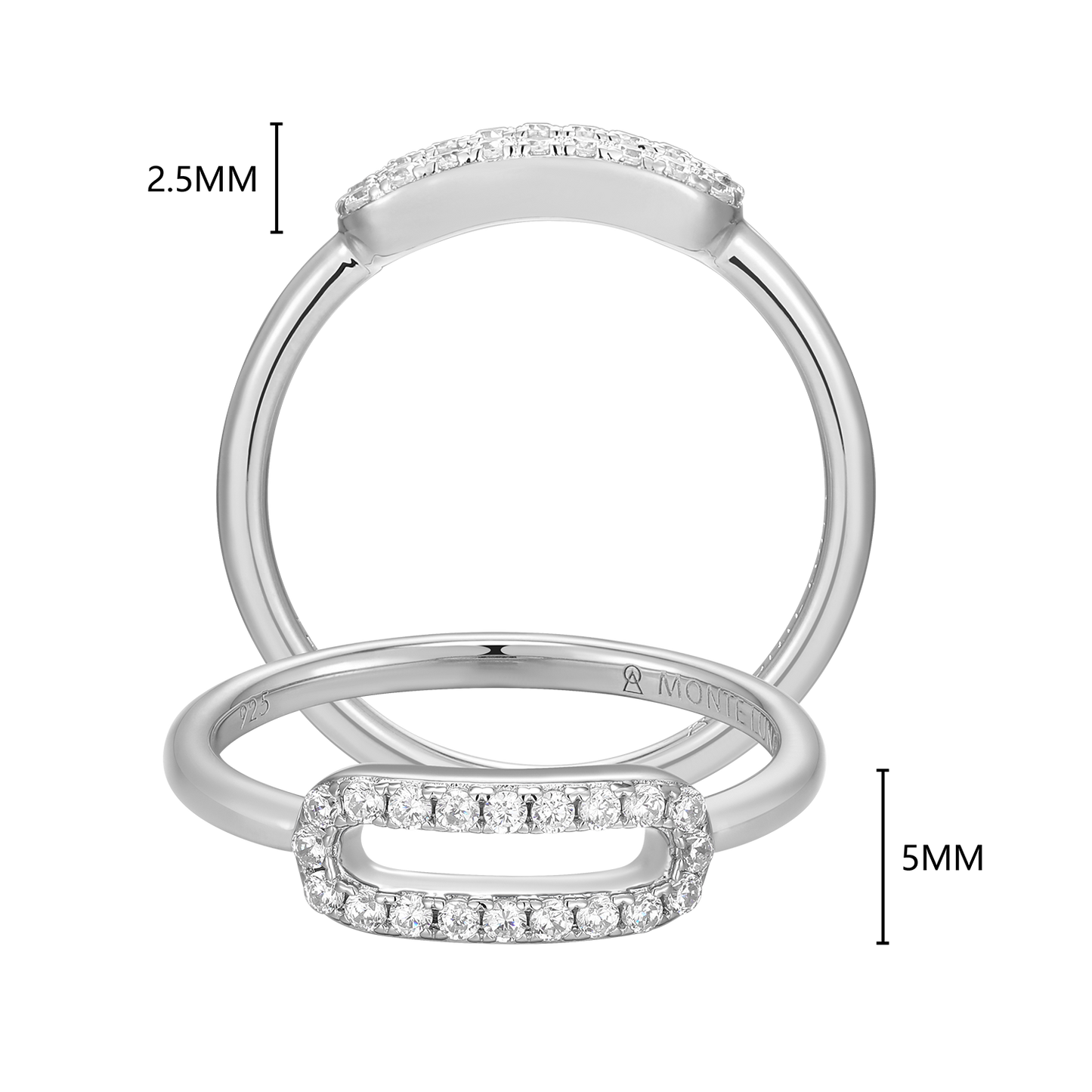 Mini Paperclip Lab-Created Diamond Ring in Rhodium-Plated Sterling Silver | M by Monte Luna