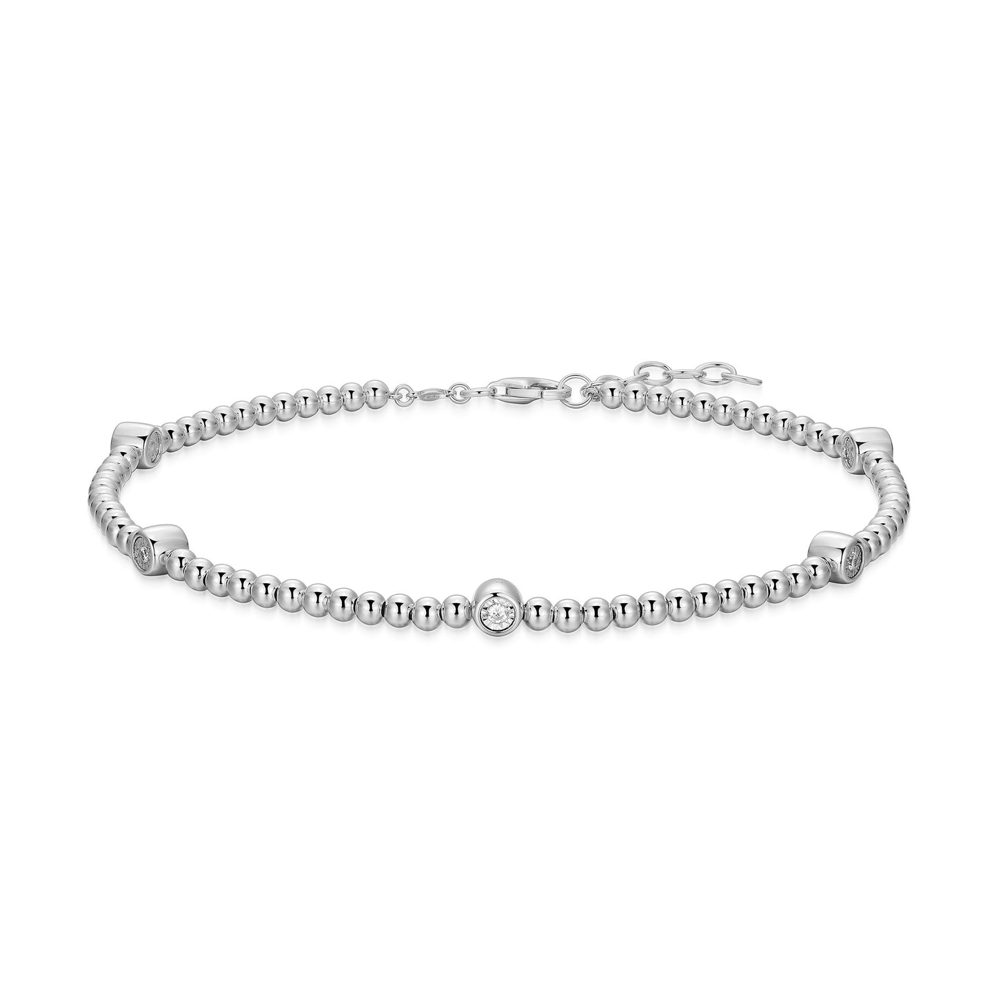 BA0269W - Bezel-Set Multi-Station Lab-Created Diamond Beaded Anklet | m by monte luna