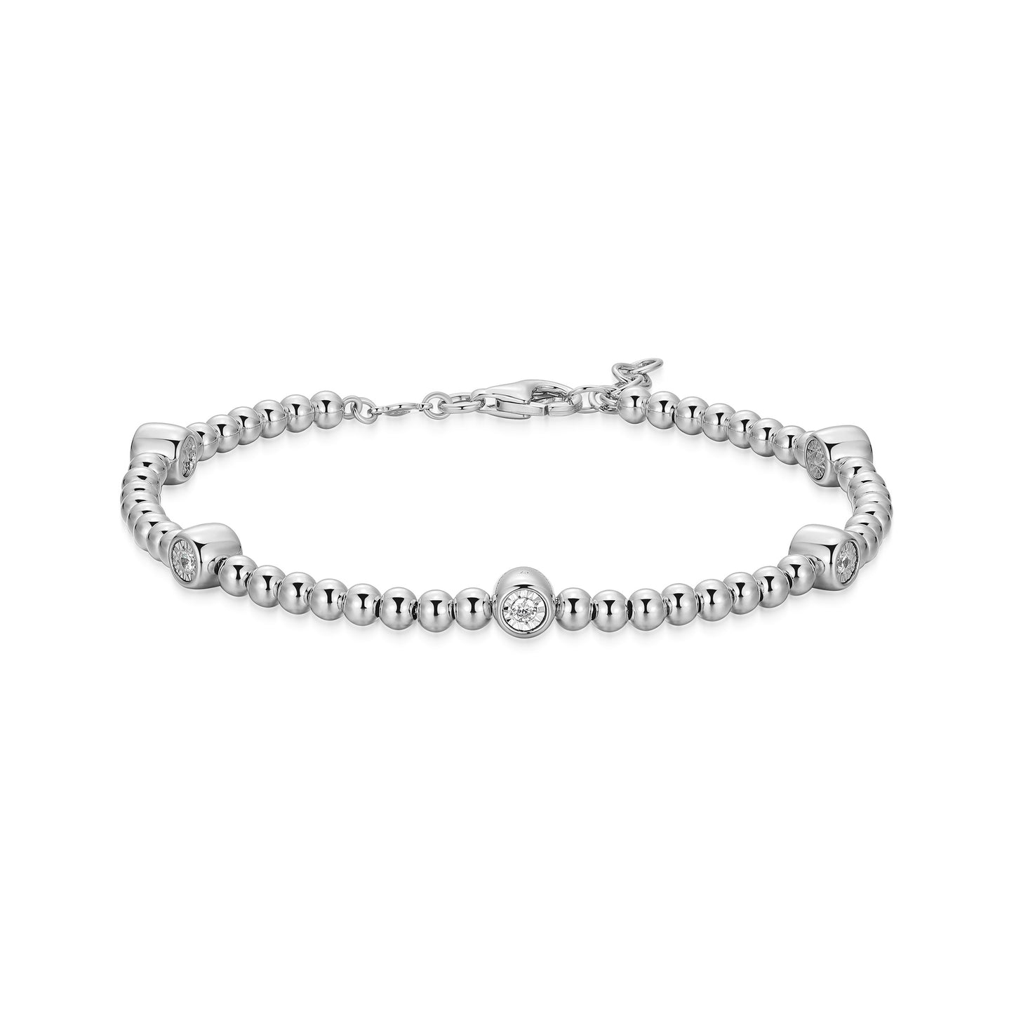 BB0269W - Bezel-Set Multi-Station Lab-Created Diamond Beaded Bracelet | m by monte luna