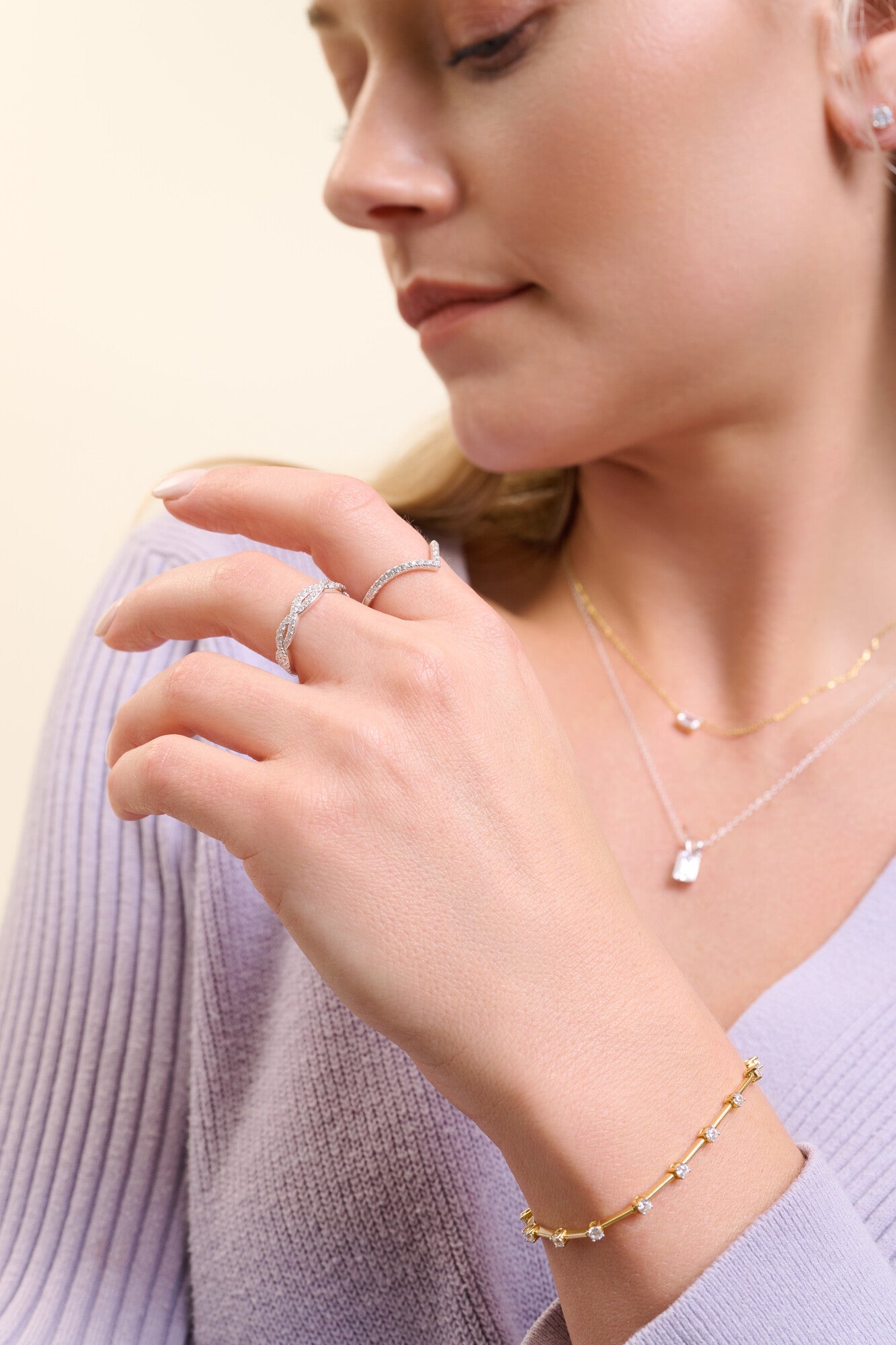 Lab-Created Diamond Segment Tennis Bracelet in 14K Yellow Gold-Plated Sterling Silver | M by Monte Luna