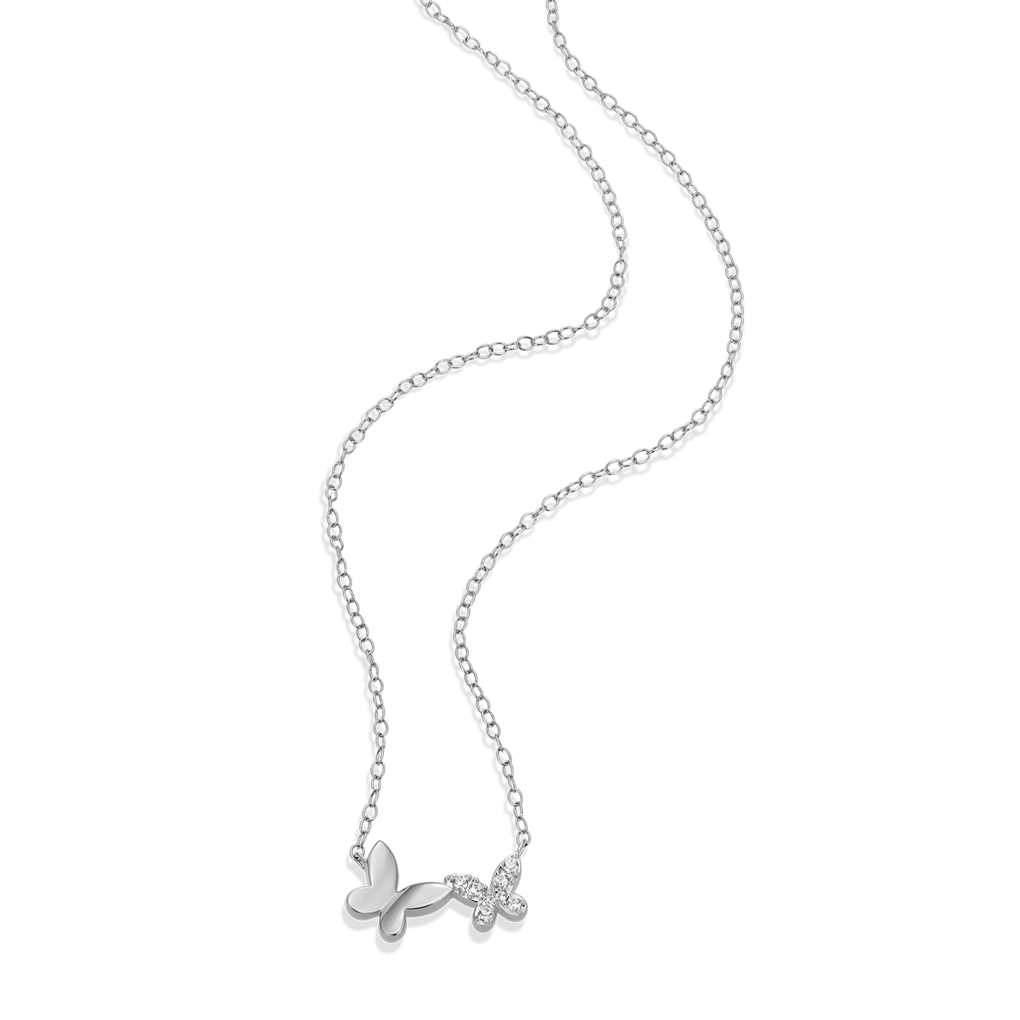 Twin Butterfly Lab-Created Diamond Necklace in Rhodium-Plated Sterling Silver | M by Monte Luna