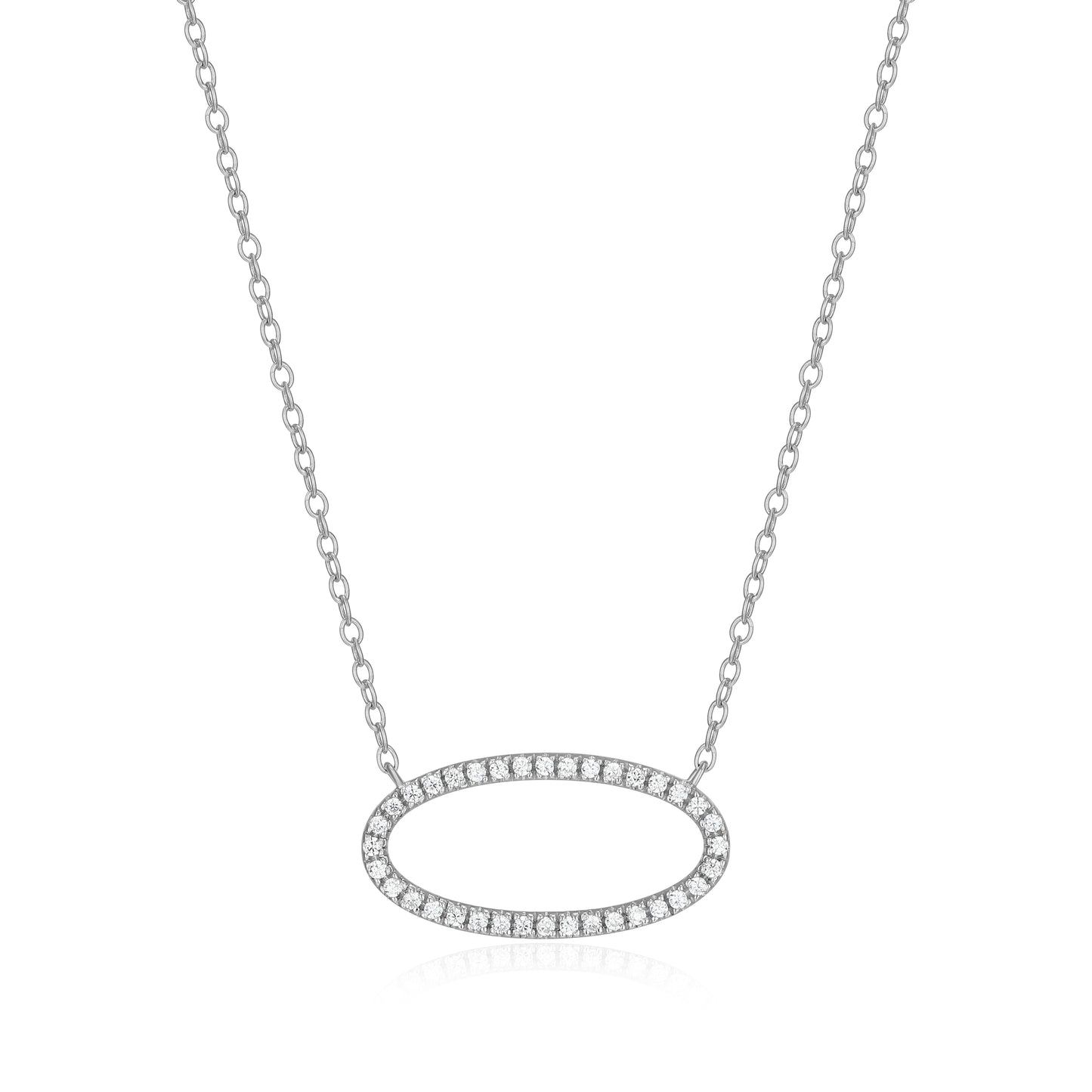 BN0276W - Open Oval Lab-Created Diamond Necklace | m by monte luna