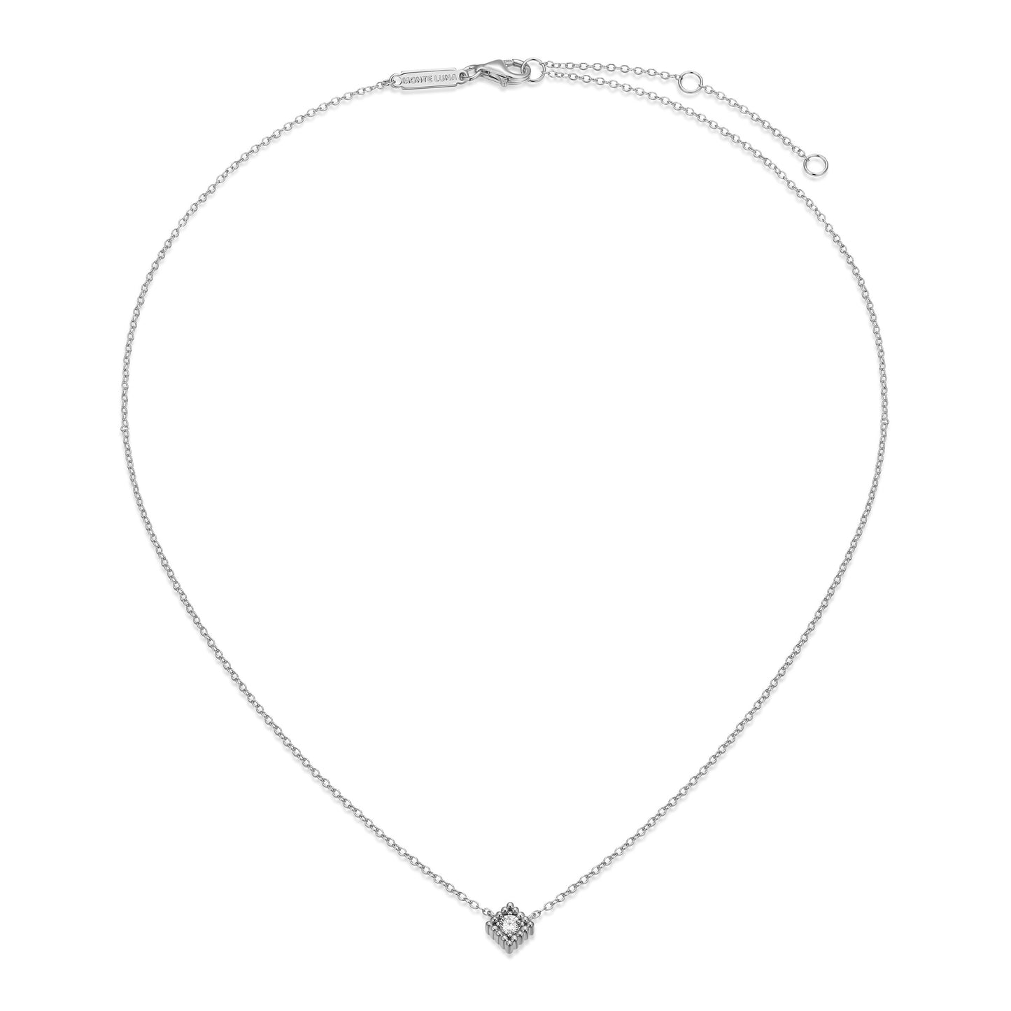 BN0300W - Diamond Beaded Halo Necklace | m by monte luna