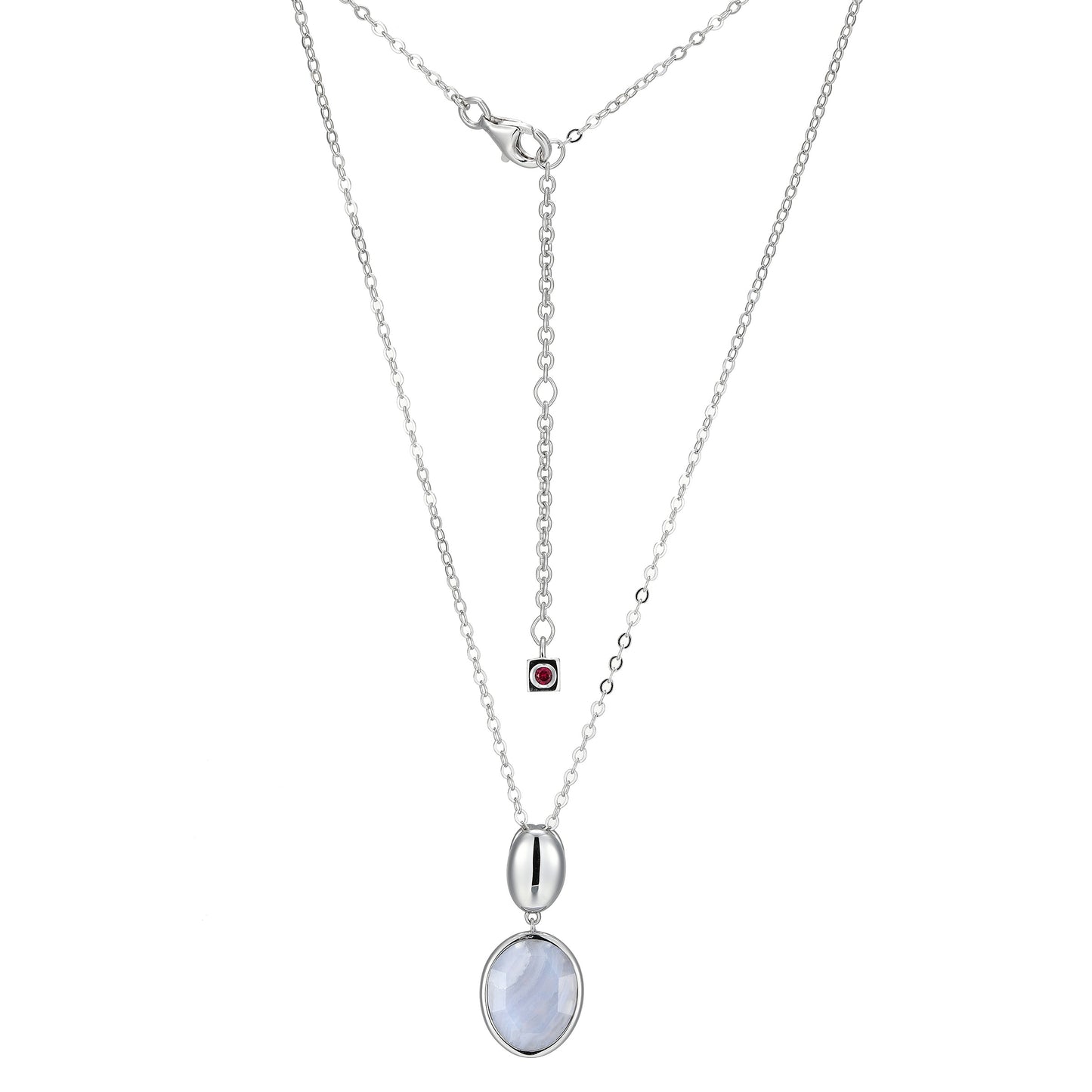 LN0239 - Riviere Blue Lace Agate Pendant Necklace | elle