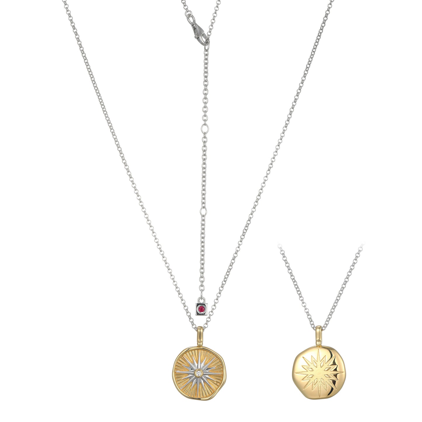 LN0262 - Bohemian Star Lab-Created White Sapphire Reversible Pendant Necklace | elle
