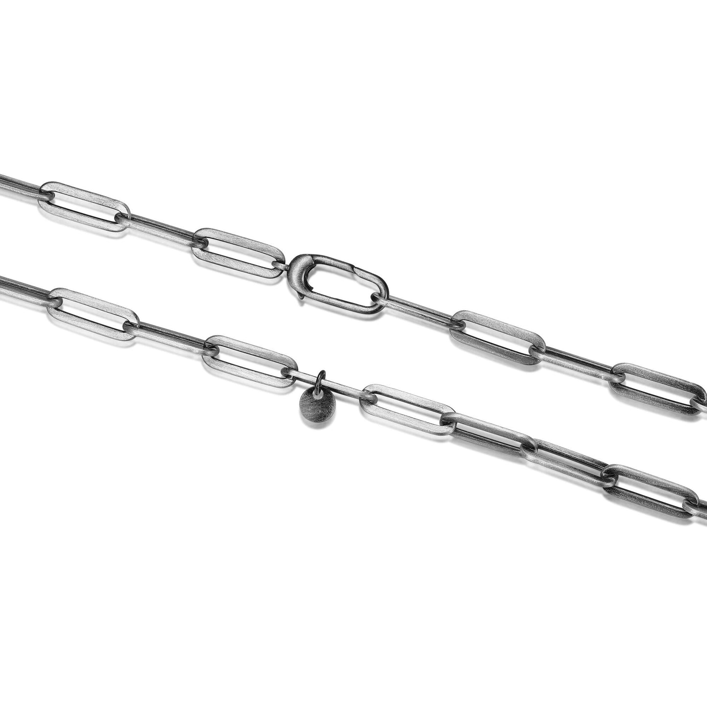 Italian Chain Brushed Gunmetal Paper Clip Necklace - 24" - UN26 | ethos