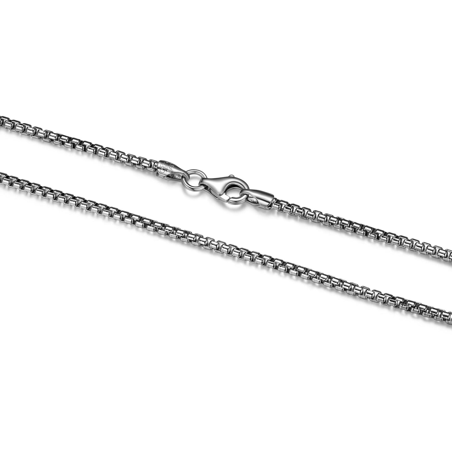 Italian Chain Rhodium Plated Round Box Chain Necklace - 24" - UN3924R | ethos