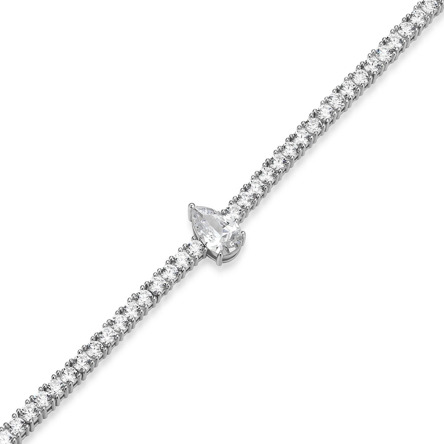 MB0151W - Pear Solitaire Tennis Bracelet | Monte Luna