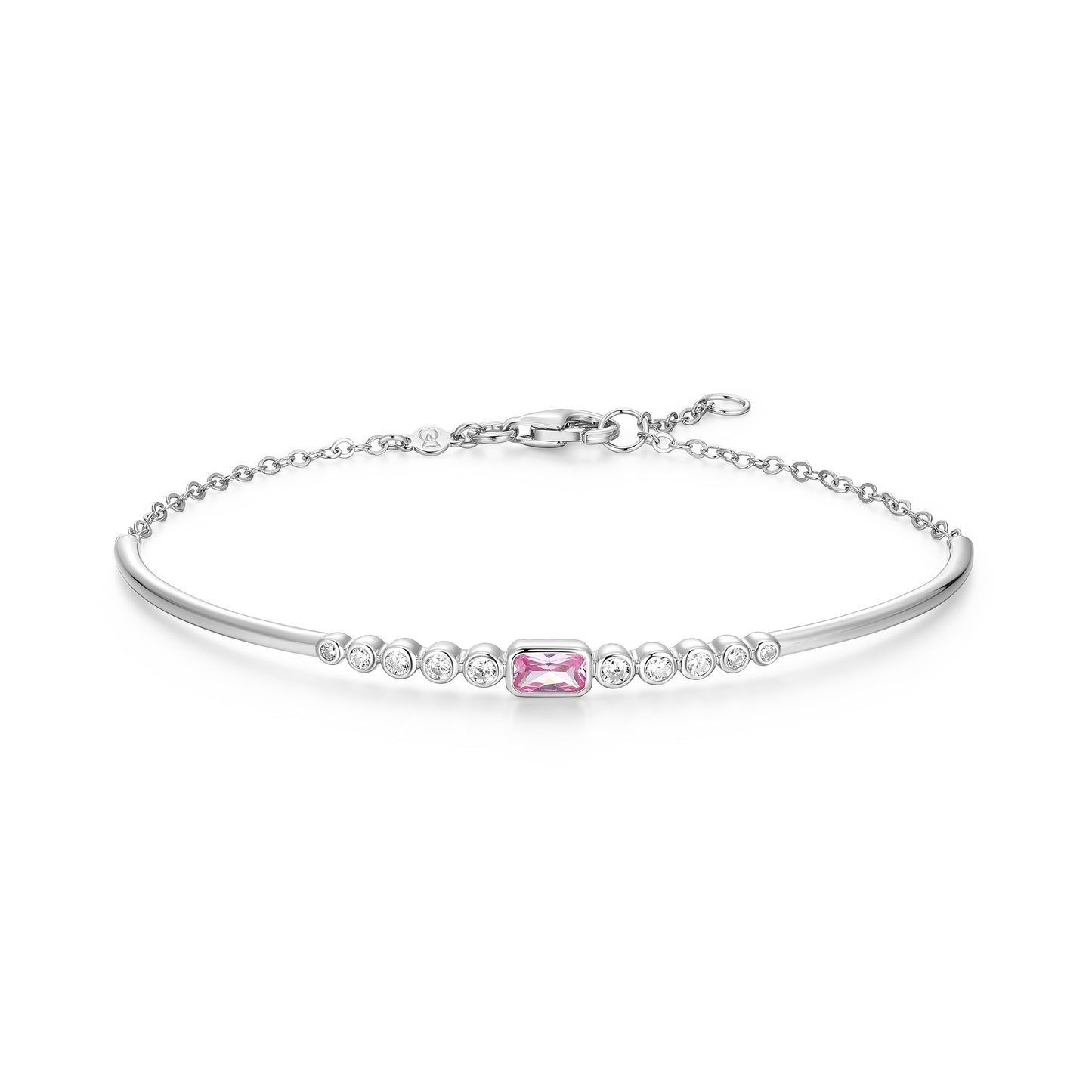 BB0253W - Lab-Created Pink Sapphire & Lab-Created Diamond Cuff Bracelet | m by monte luna