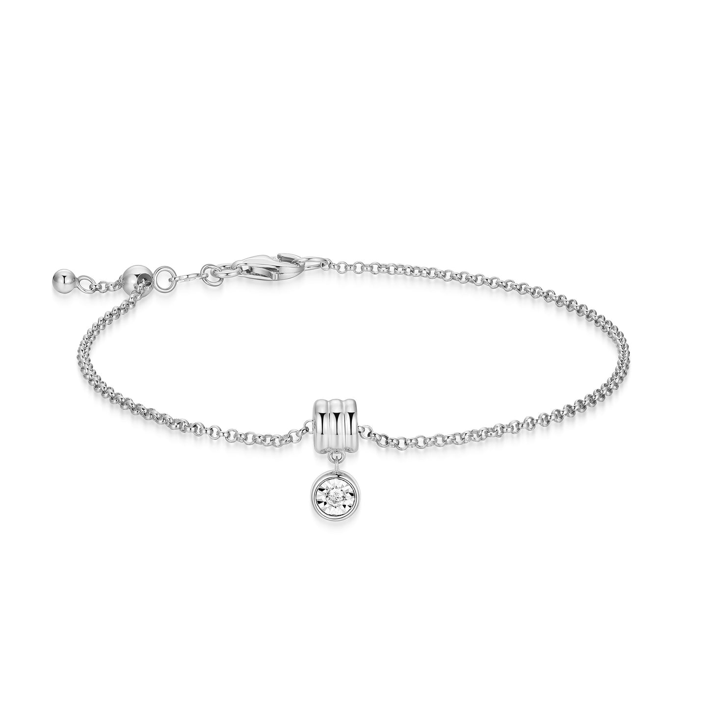 BB0272W - Barrel Charm Lab-Created Diamond Bolo Bracelet | m by monte luna