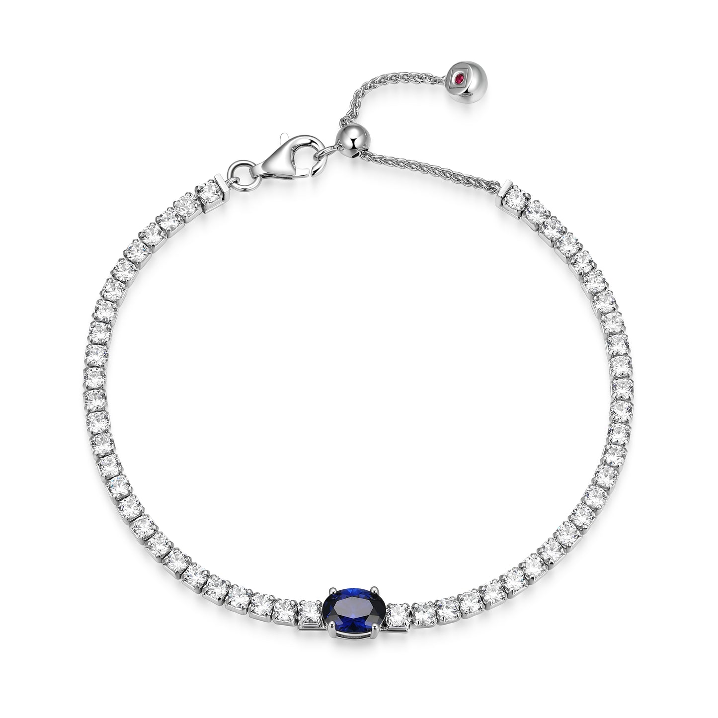 LB0292 - Duchess Created Blue Sapphire Tennis Bolo Bracelet | elle