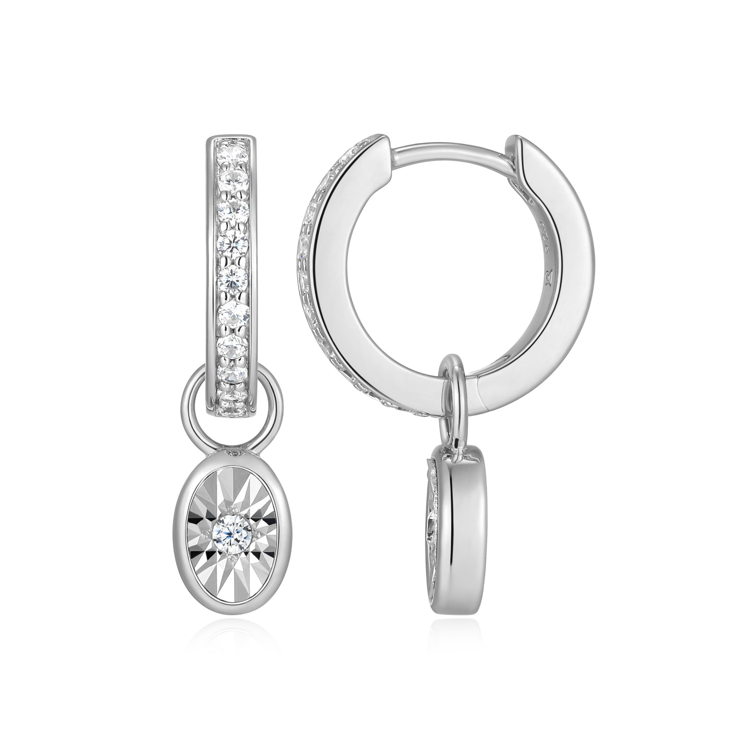 BE0224W - April Birthstone Charm Huggie Earrings | m by monte luna