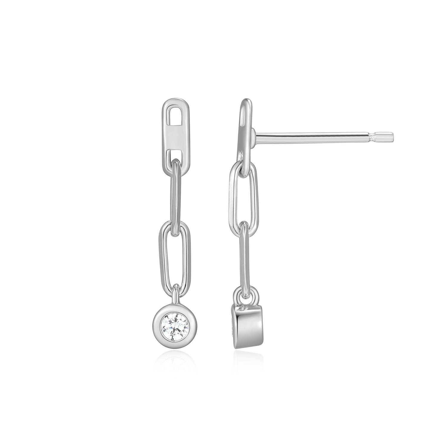 BE0261W - Paperclip Bezel Set Lab-Created Diamond Drop Earrings | m by monte luna