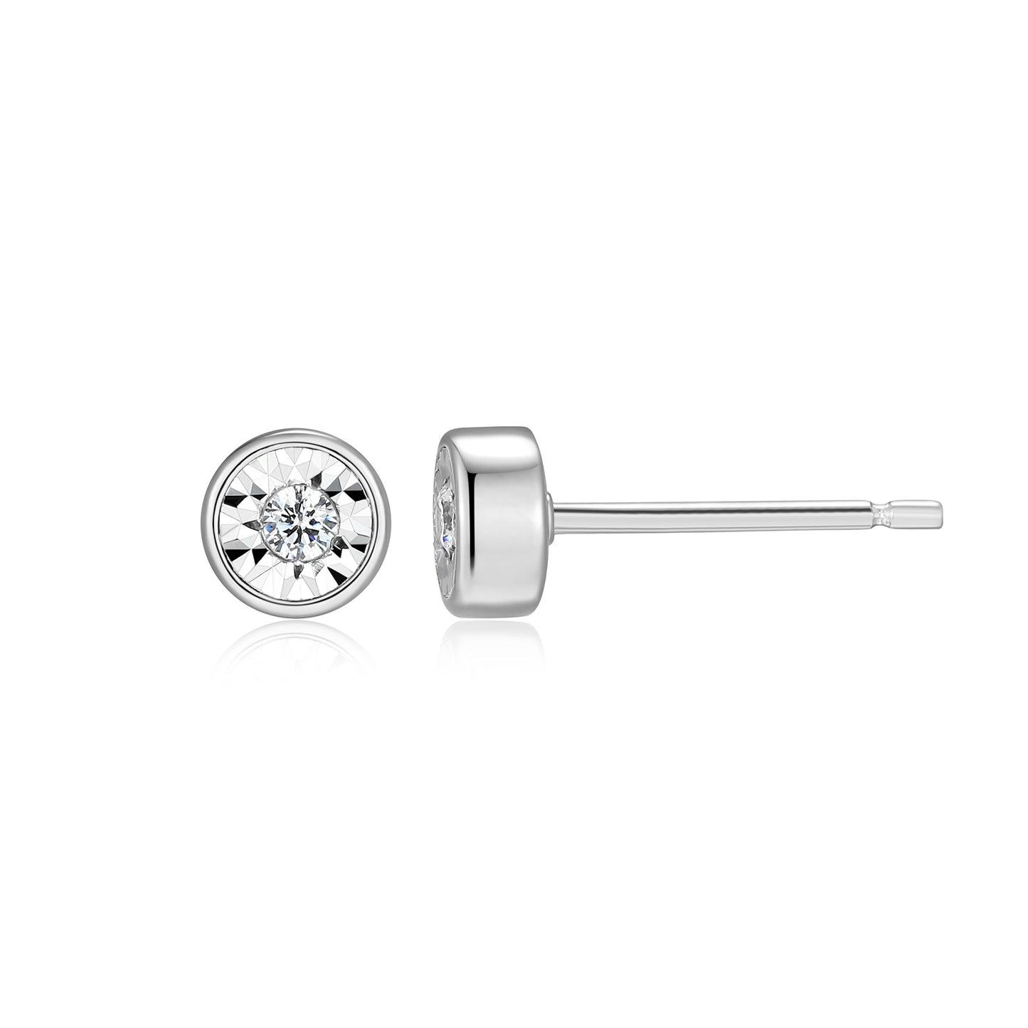 BE0259W - Medium Bezel-Set Lab-Created Diamond Stud Earrings | m by monte luna