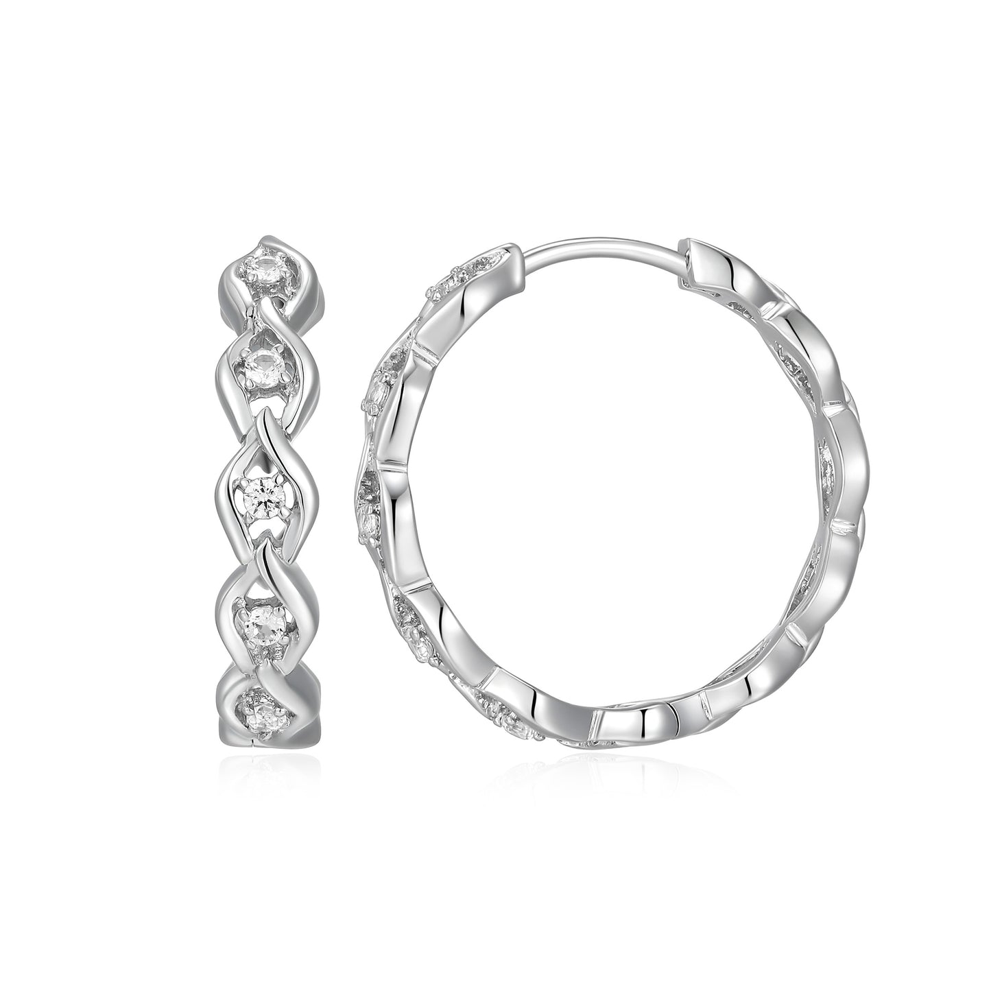 CE0189 - Intertwined Created White Sapphire Hoop Earrings | charles garnier
