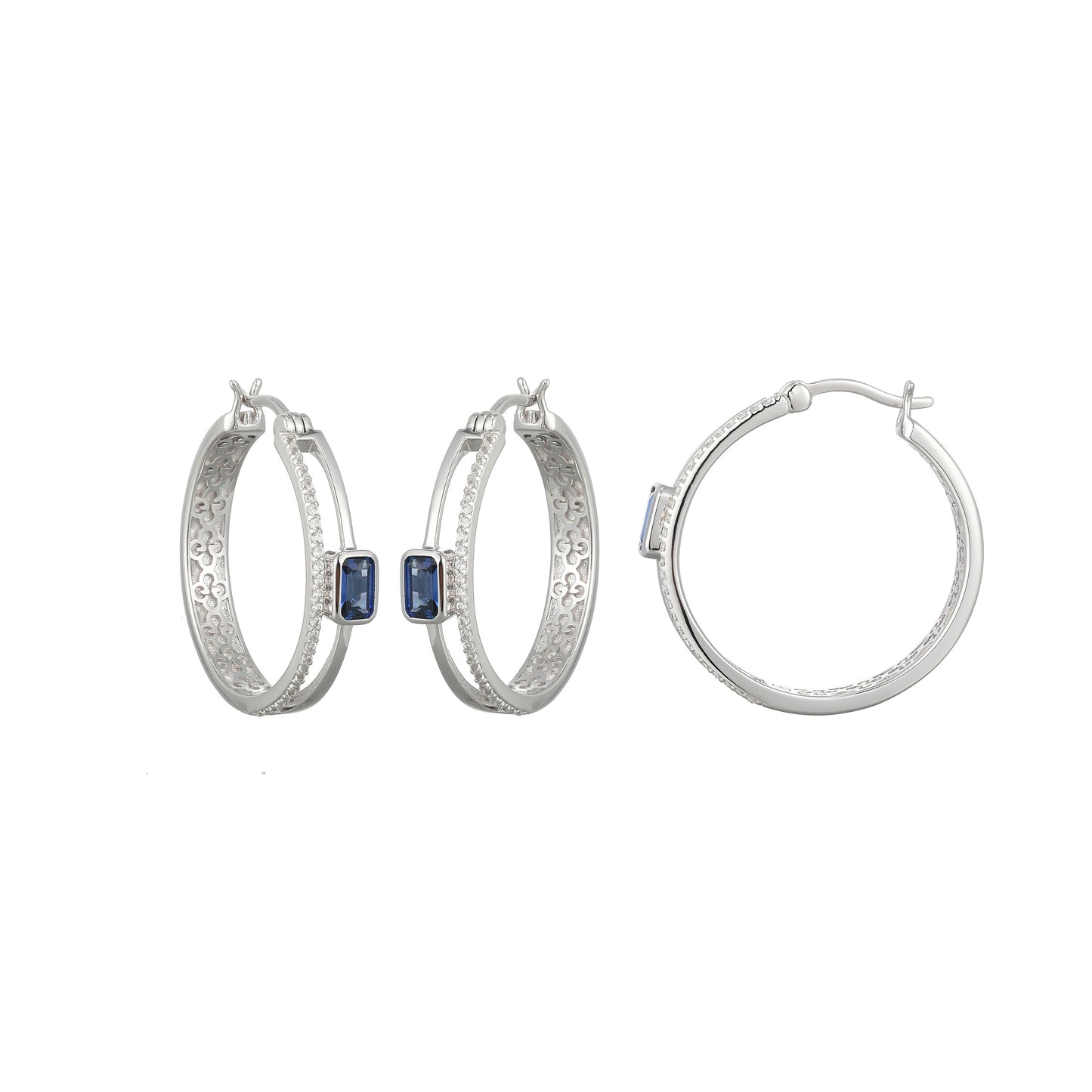 CE0208 - Split-Band Lab-Created Blue Sapphire Hoop Earrings | charles garnier