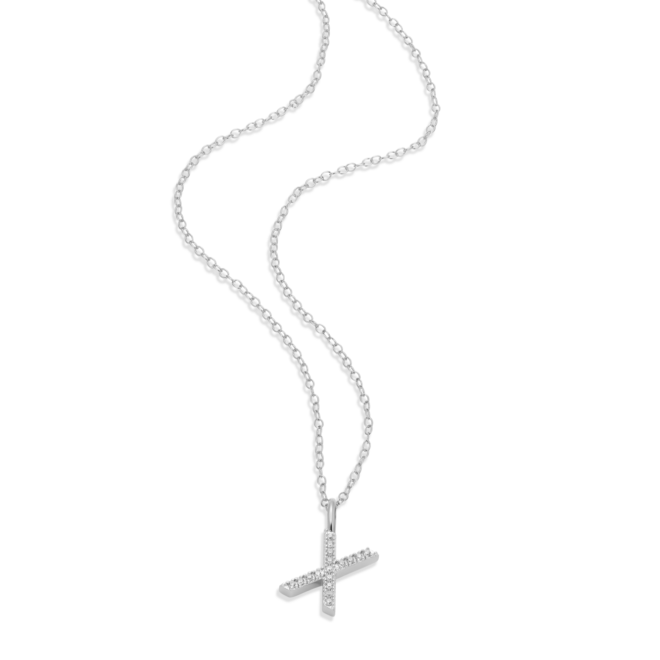 Letter "X" Initial Pendant Necklace in Rhodium-Plated Sterling Silver | M by Monte Luna