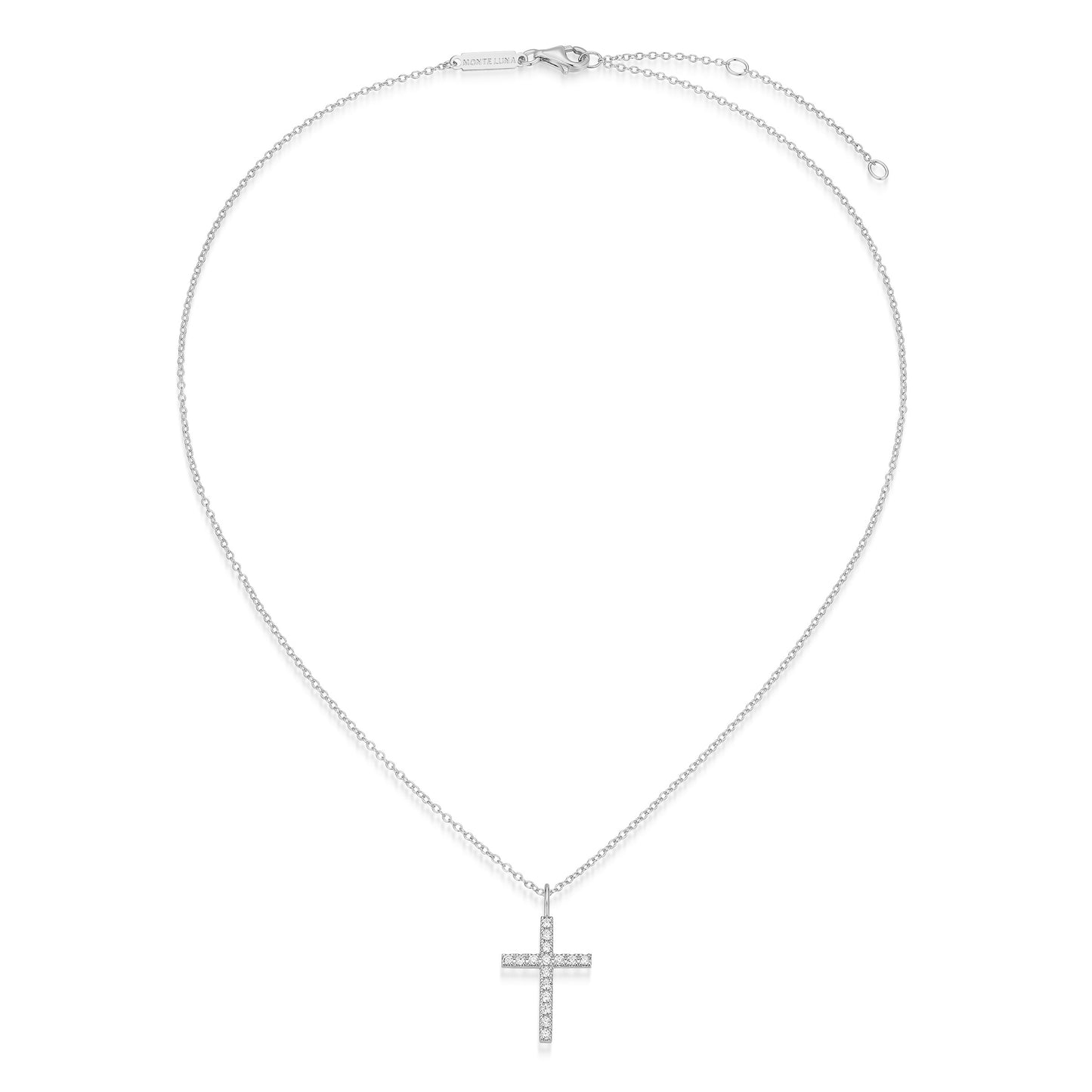 BN0279W - Medium Cross Lab-Created Diamond Pendant Necklace | m by monte luna