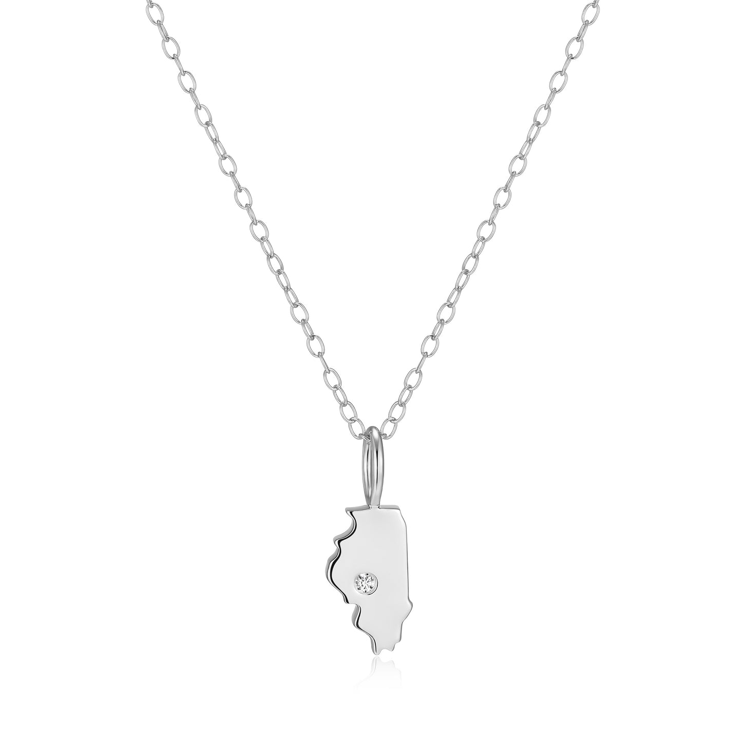 BN0283W - Illinois State Lab-Created Diamond Pendant Necklace | m by monte luna