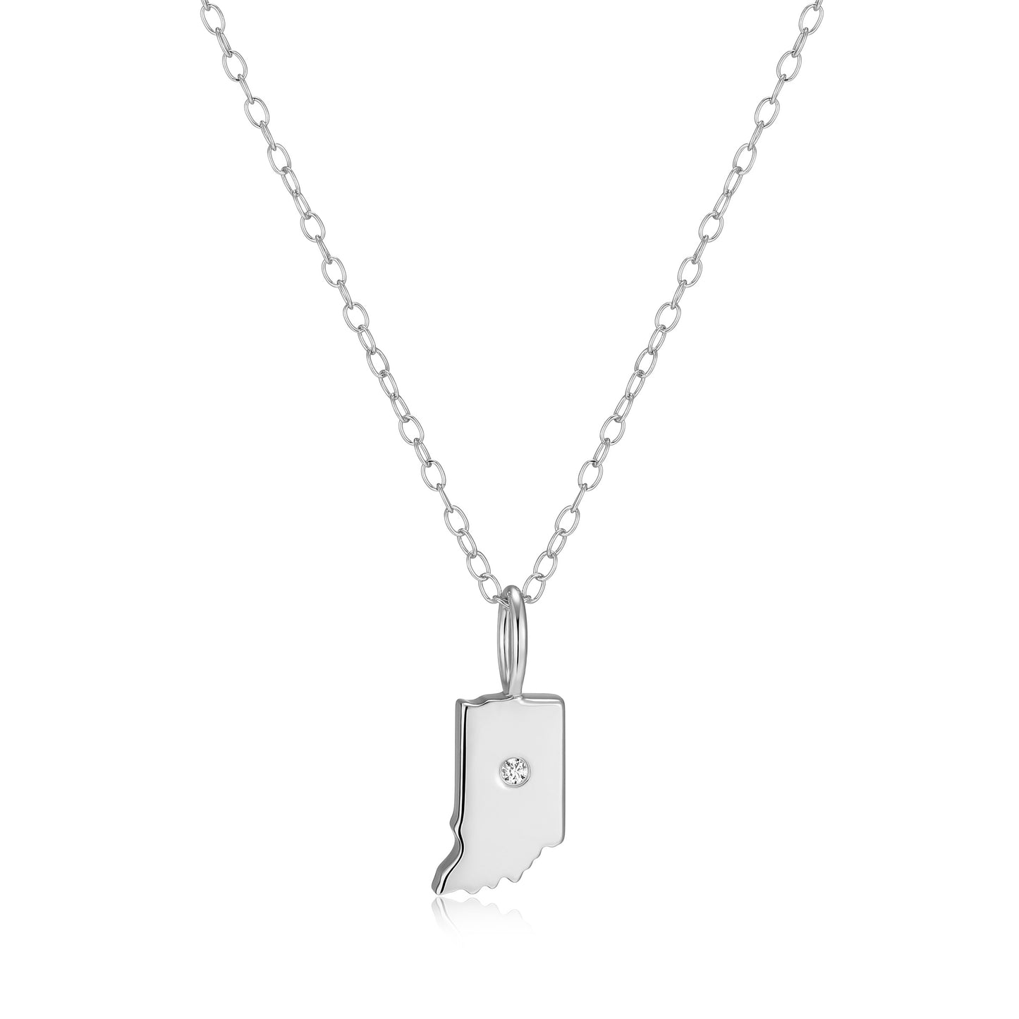 BN0288W - Indiana State Lab-Created Diamond Pendant Necklace | m by monte luna