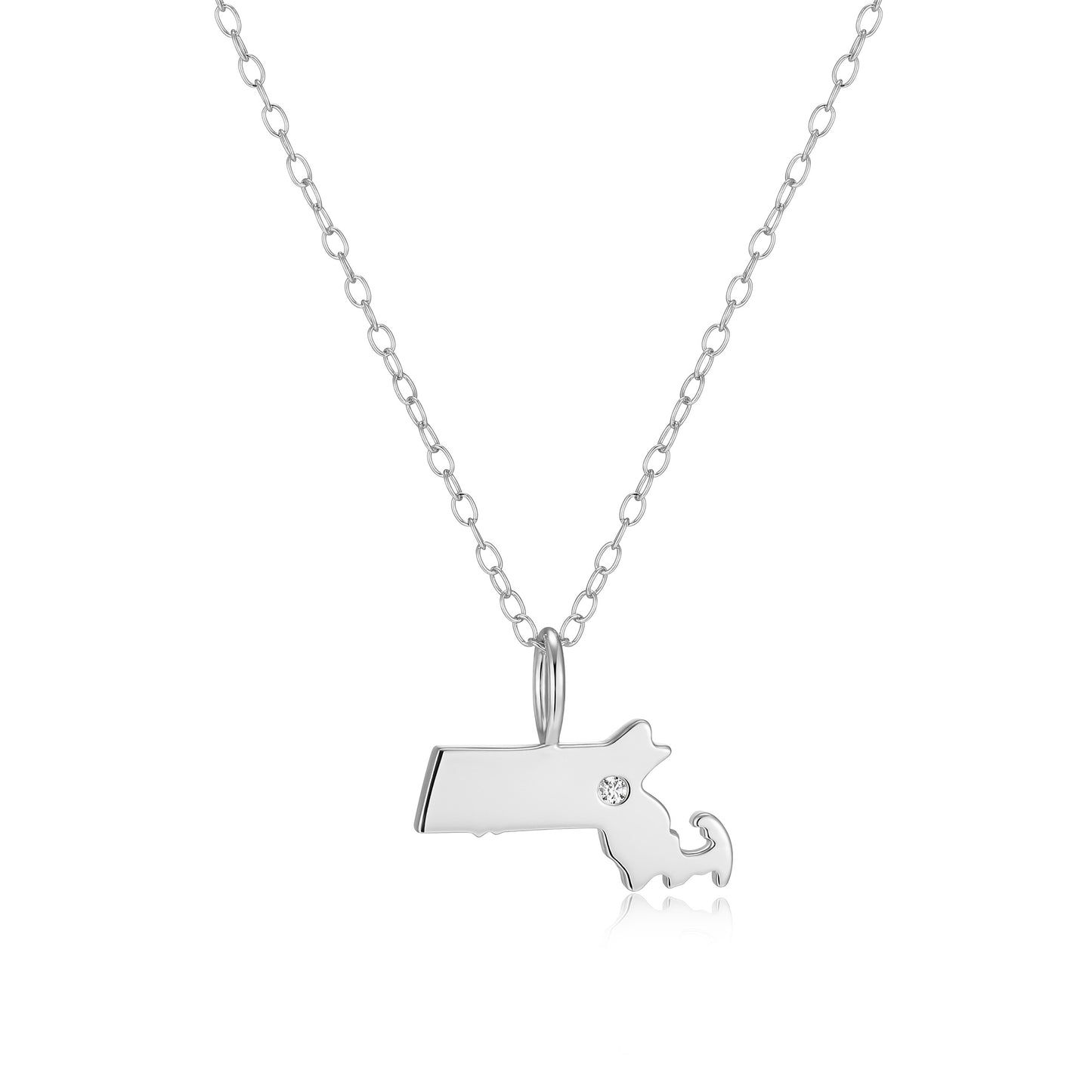 BN0292W - Massachusetts State Lab-Created Diamond Pendant Necklace | m by monte luna
