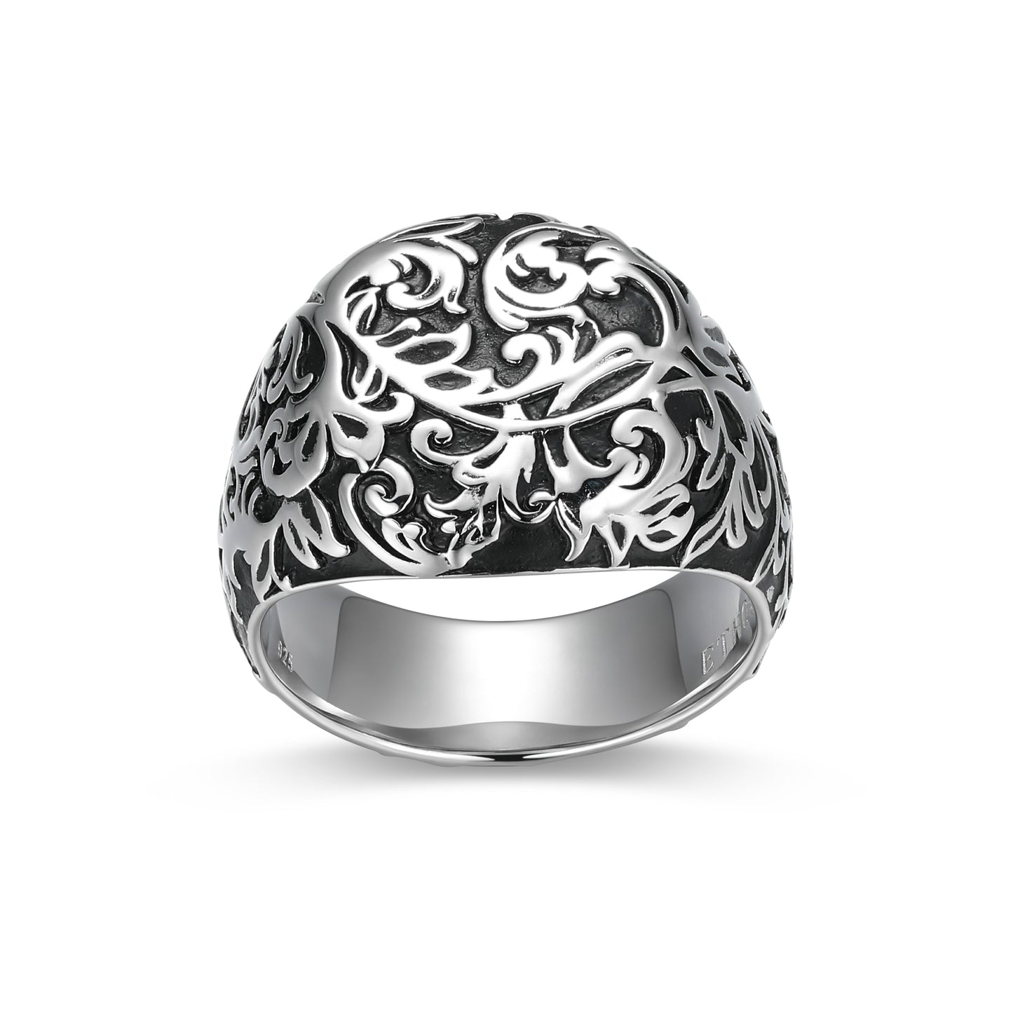 Chisel Signet Ring in Rhodium-Plated Sterling Silver | ethos