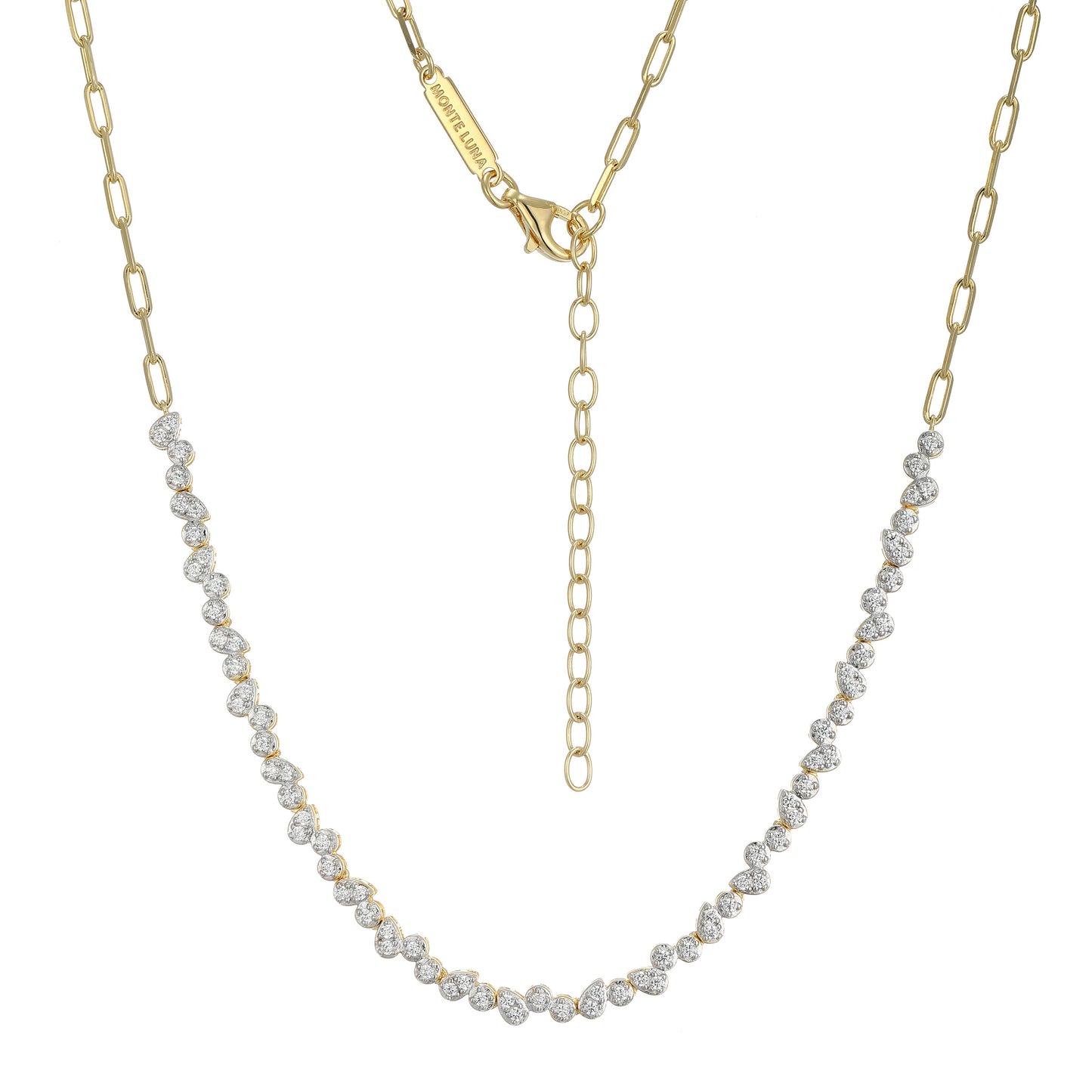MN0122 - Pear/Round Lab-Created Diamond Paperclip Necklace | Monte Luna