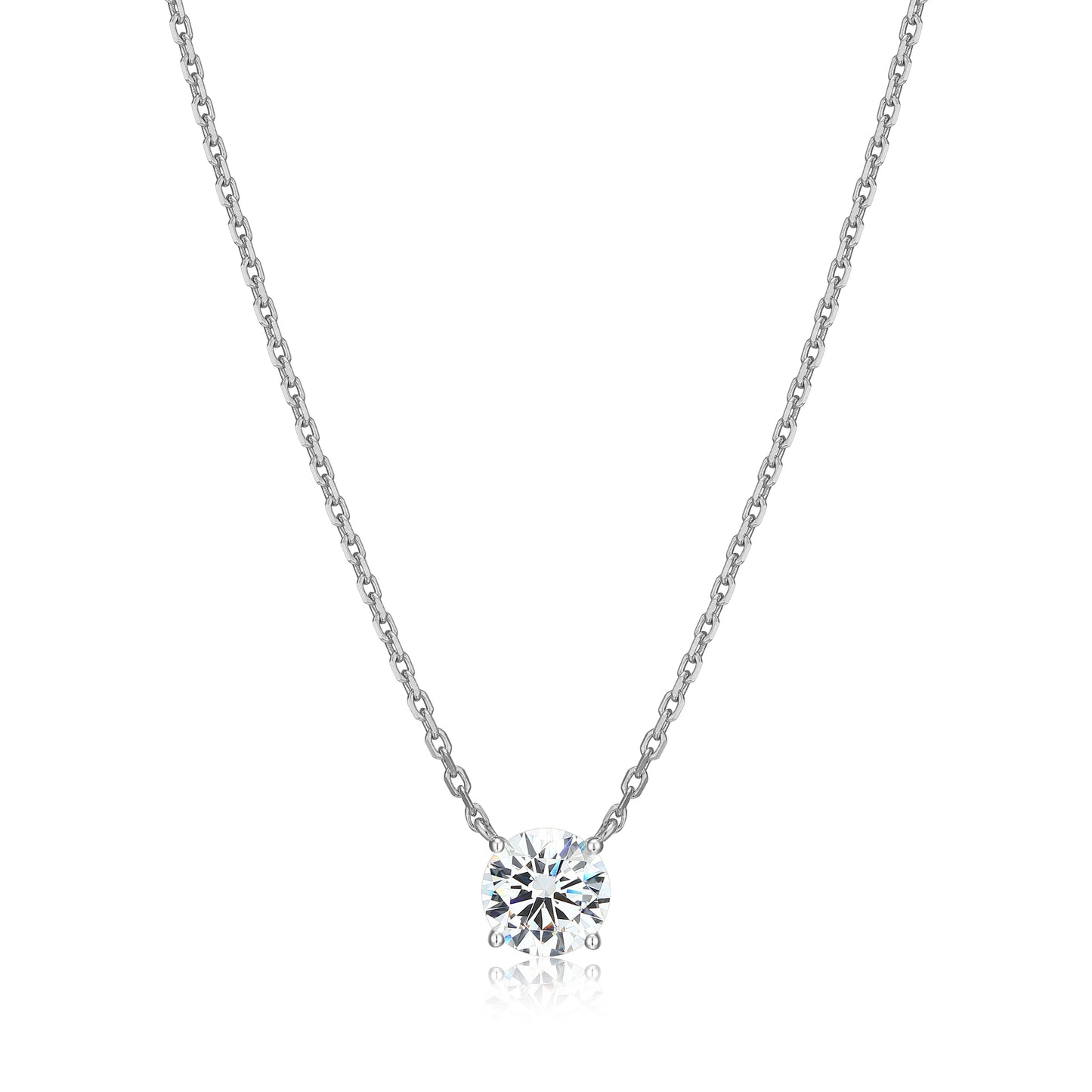MN0117W - Essentials Large Solitaire Lab-Created Diamond Necklace | Monte Luna