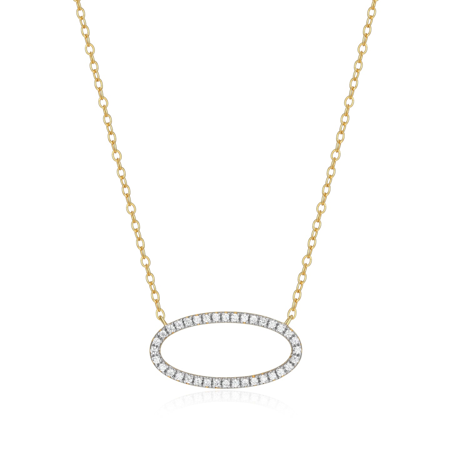 BN0276Y - Open Oval Lab-Created Diamond Necklace | m by monte luna
